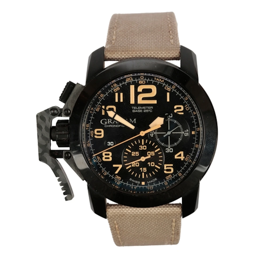 A gentleman's recent blackened steel Graham Chronofighter Sa...