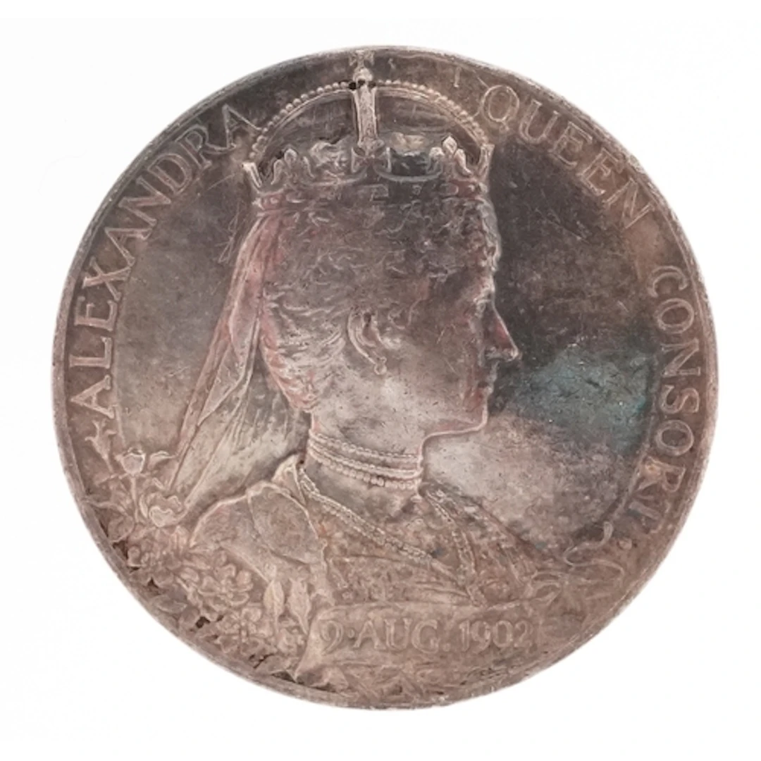 Edward VII & Queen Alexandra silver coronation medal, 31mm i...