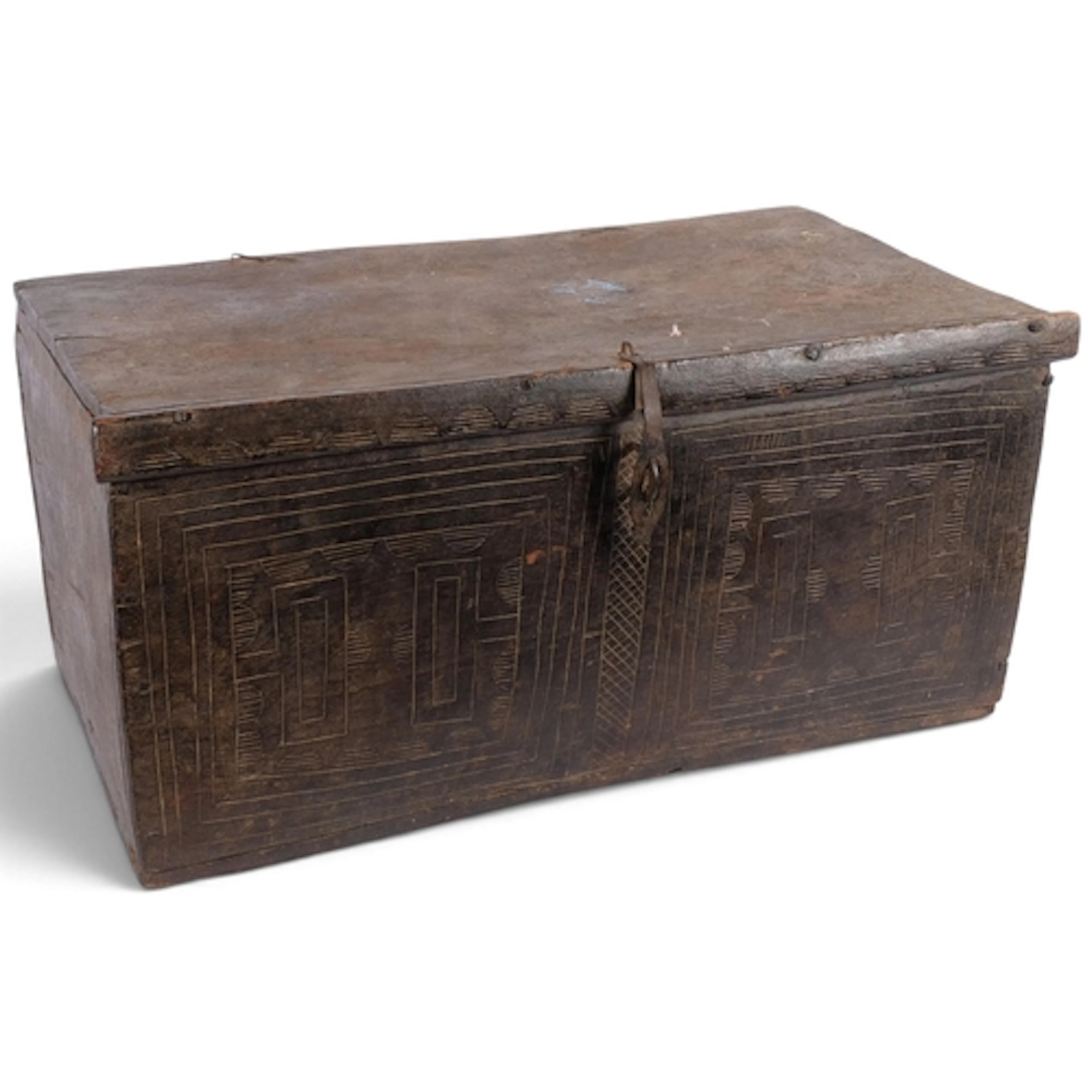 A 19th century African carved and stained wood dowrie chest ...