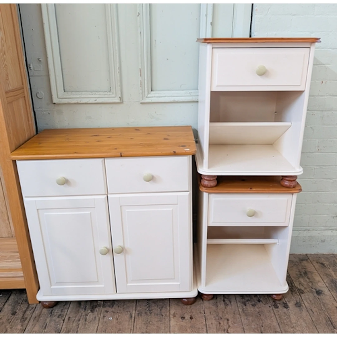 A modern white two door side cabinet fitted two drawers with...