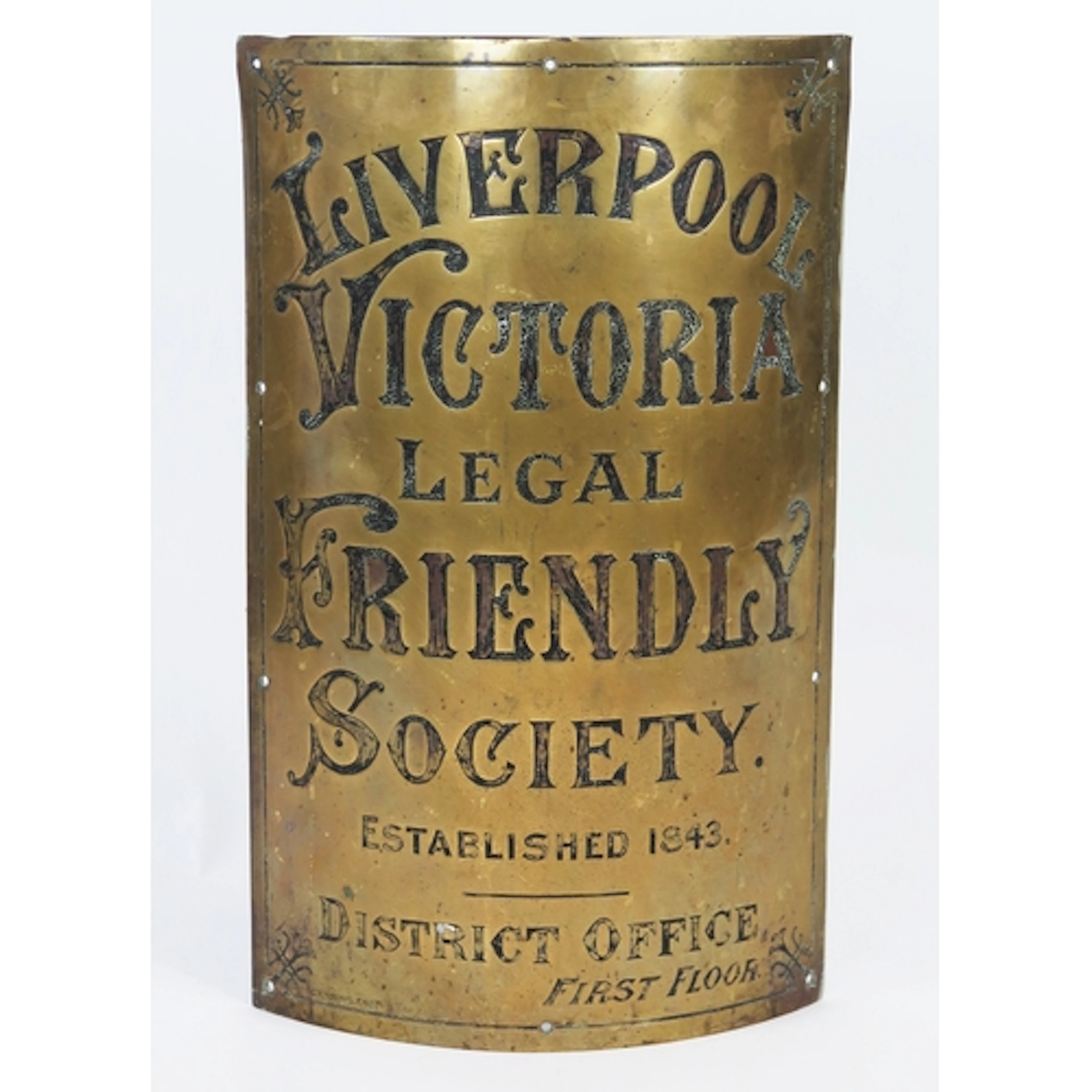 "Liverpool Victoria Legal Friendly Society" - a brass advert...