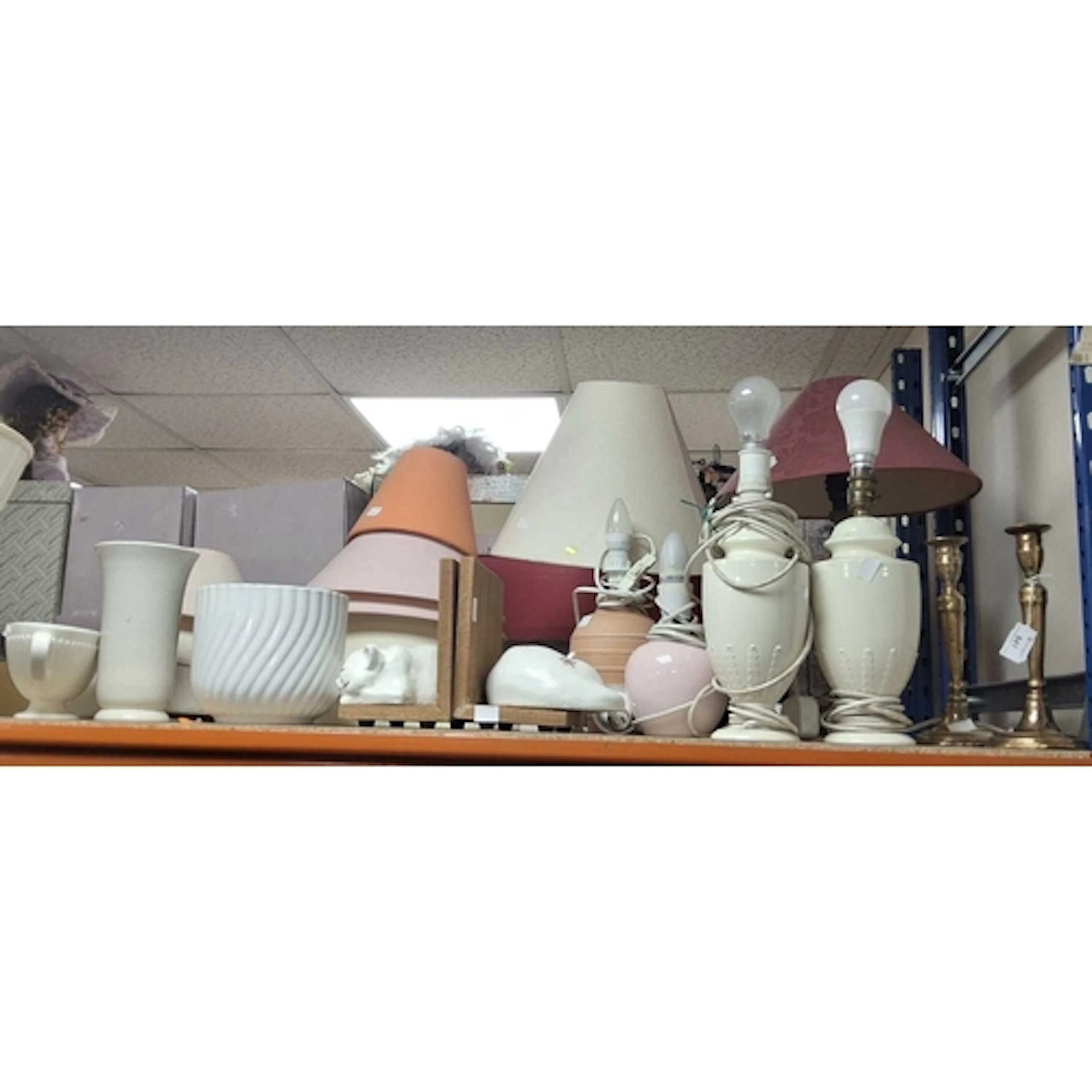 A QUANTITY OF LAMPS, CANDLESTICKS ETC. a pair of Wedgwood Et...