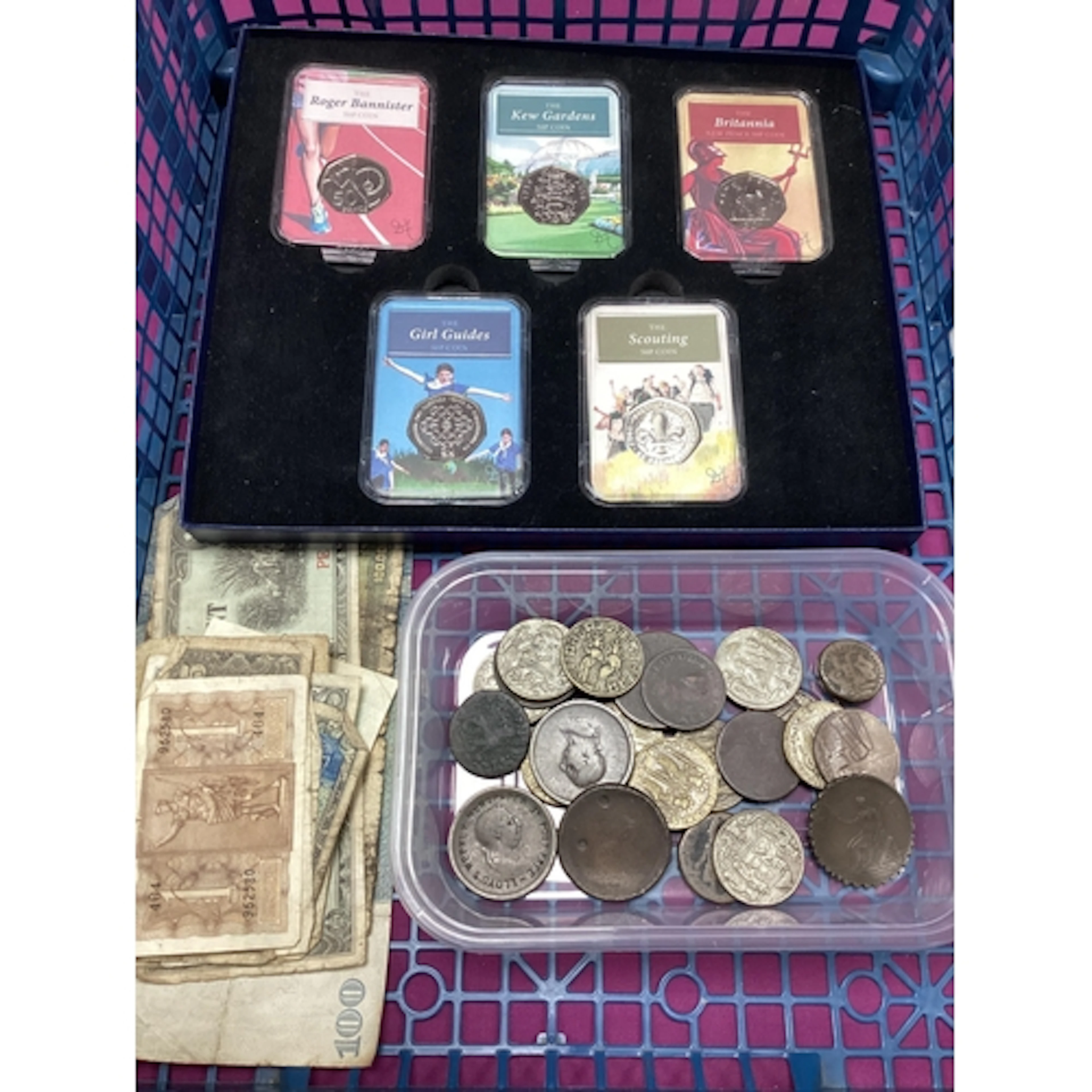 Collection Of World Coinage And Banknotes, includes India Ku...