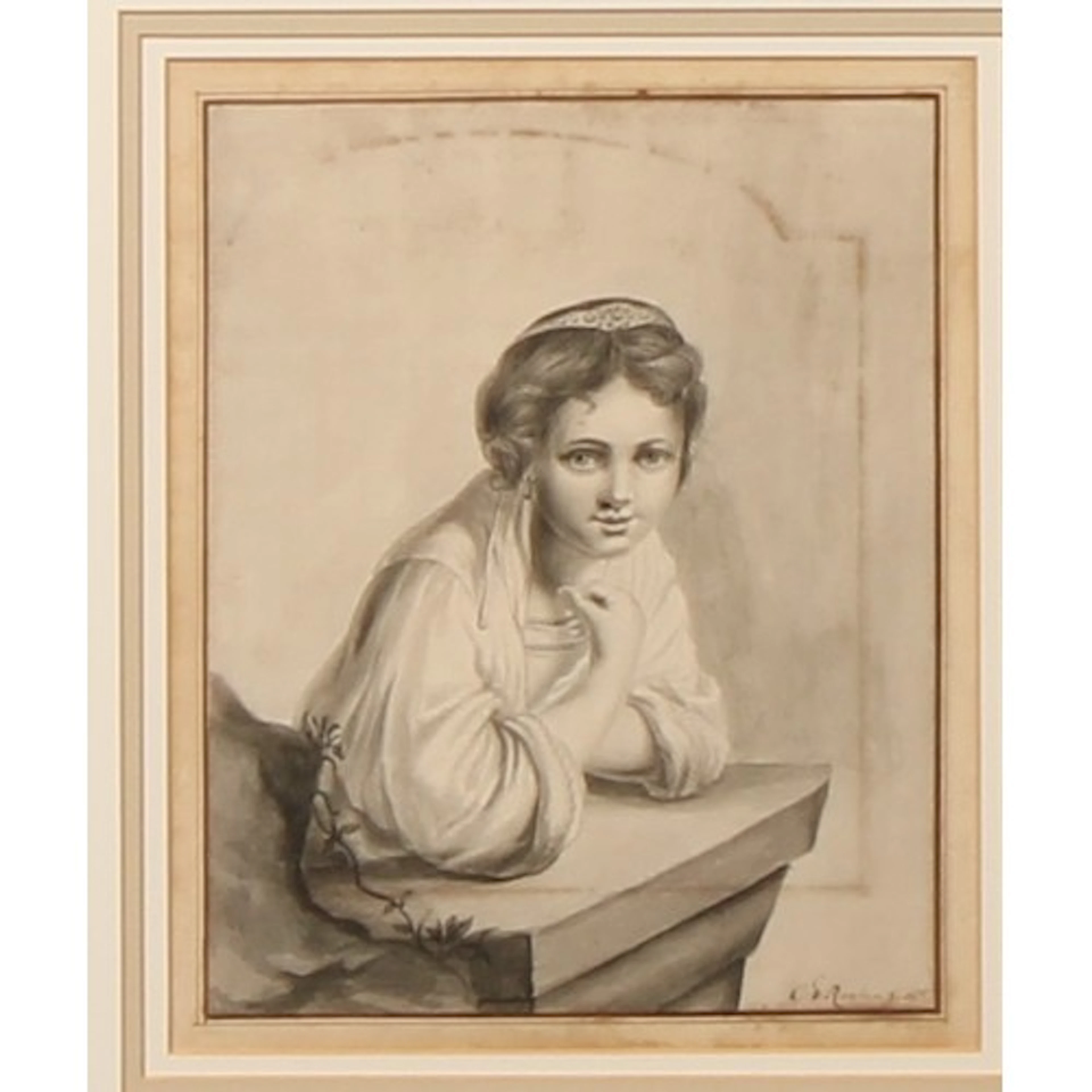 C D Ruyten (late 18th century) Portrait of a Young Girl, Lea...