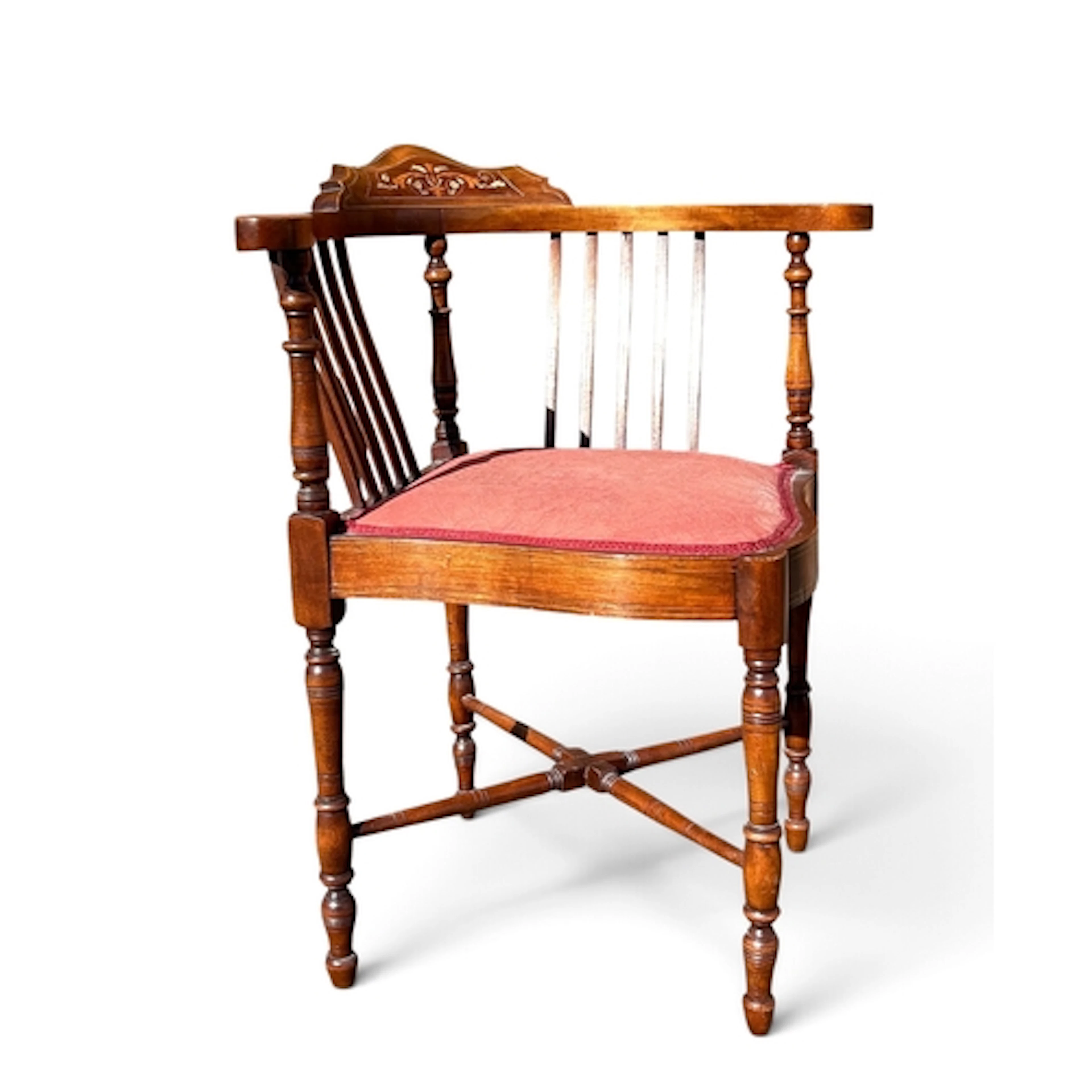VICTORIAN CARVED AND INLAID MAHOGANY CORNER CHAIR 77 x 41 x ...
