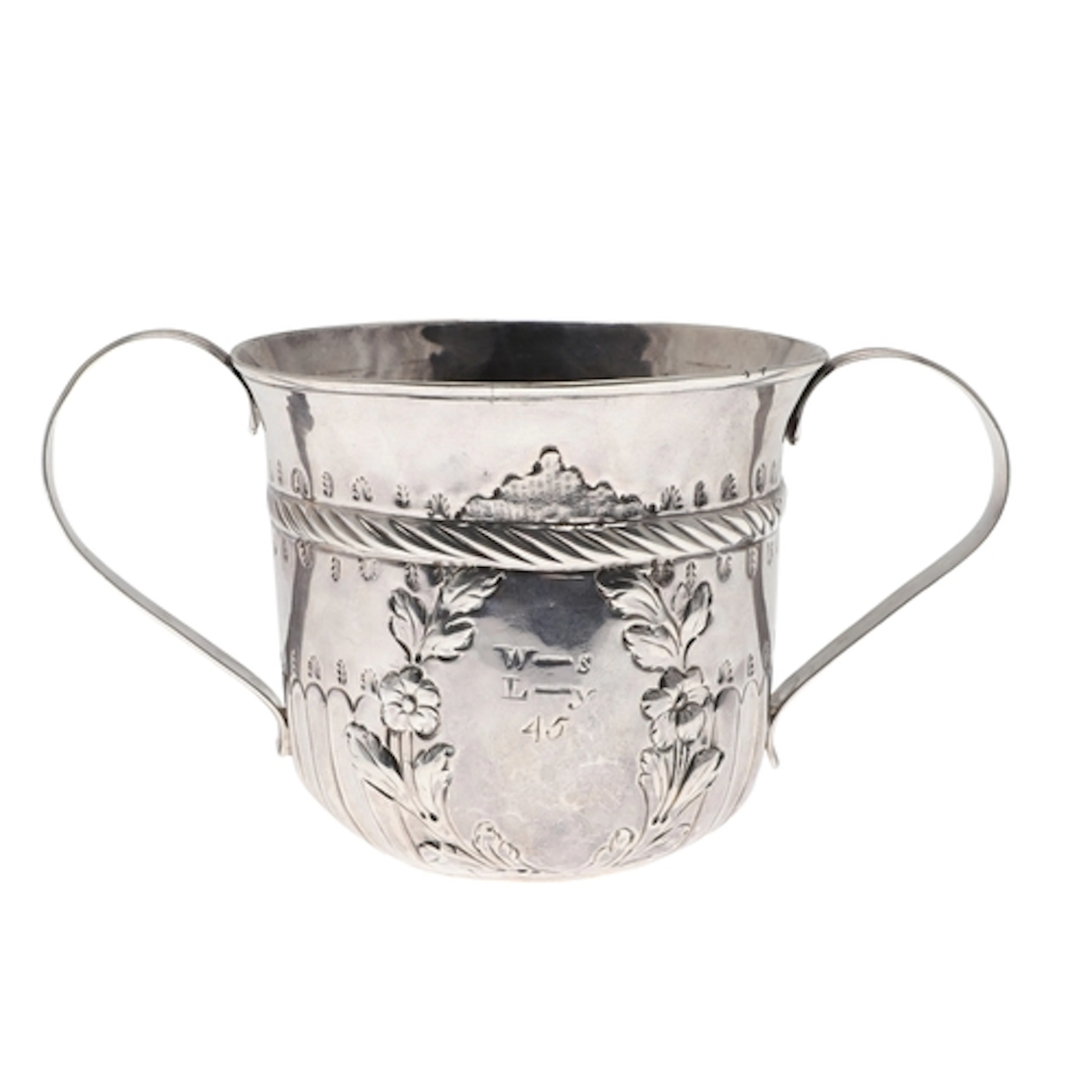 A GEORGE III SILVER PORRINGER. With twin reeded handles, fol...