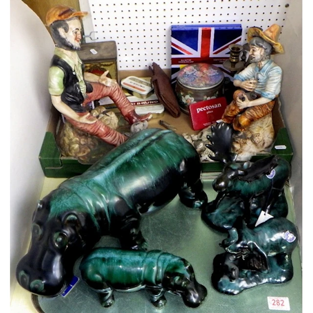 Four Blue Mountain pottery animals together with further cer...
