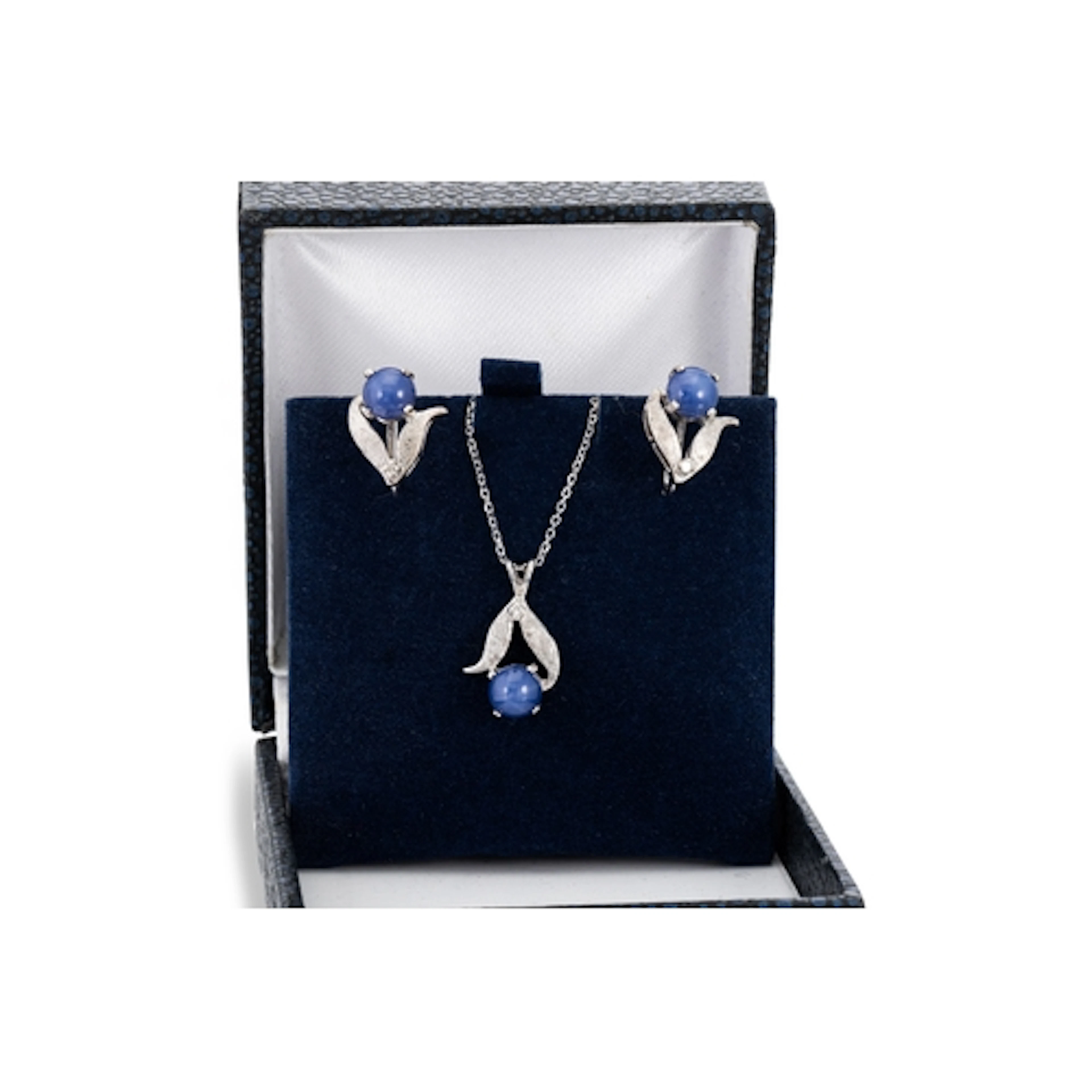 A VINTAGE SYNTHETIC SAPPHIRE PENDANT, together with matching...