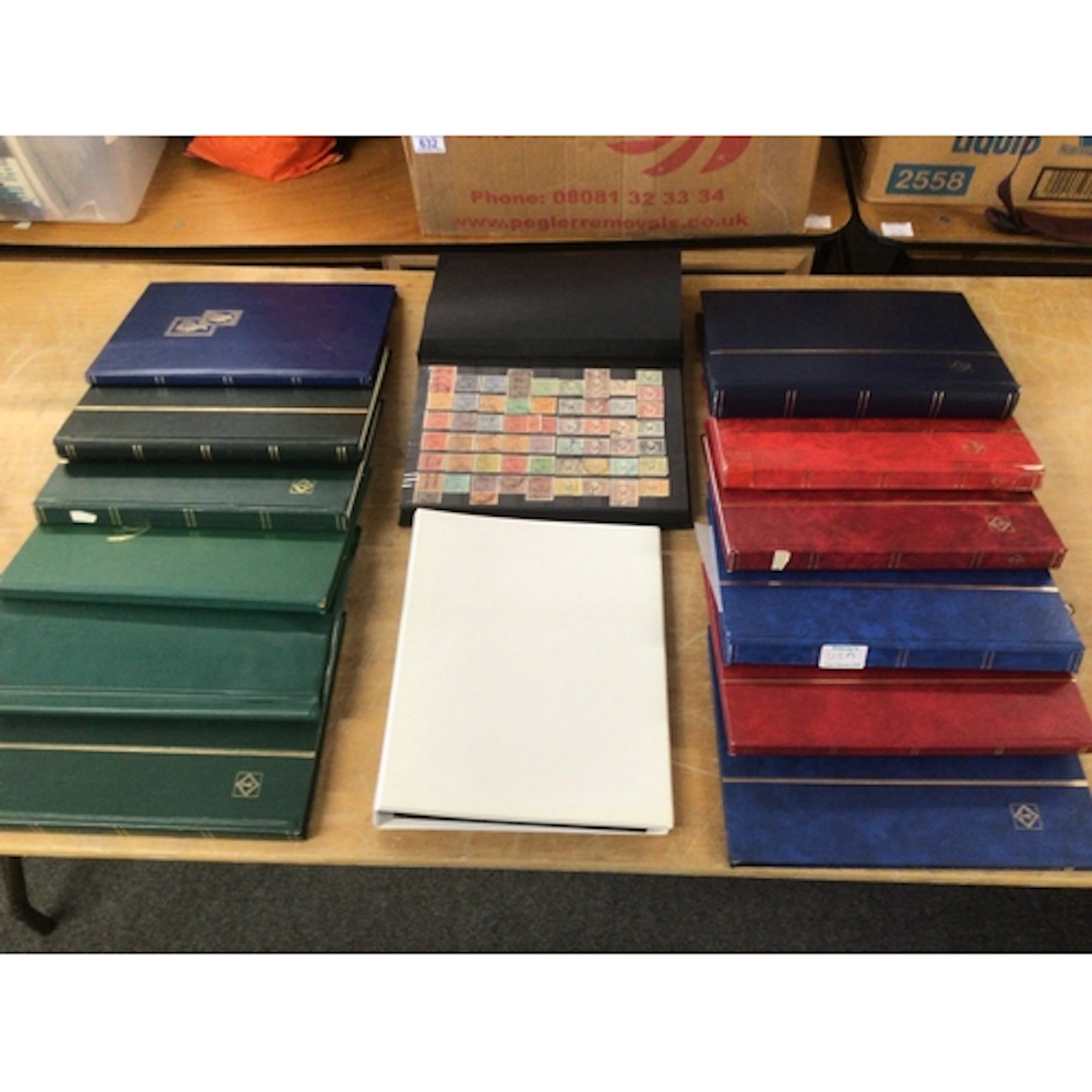 14 albums of stamps, Early Australian album along with world...