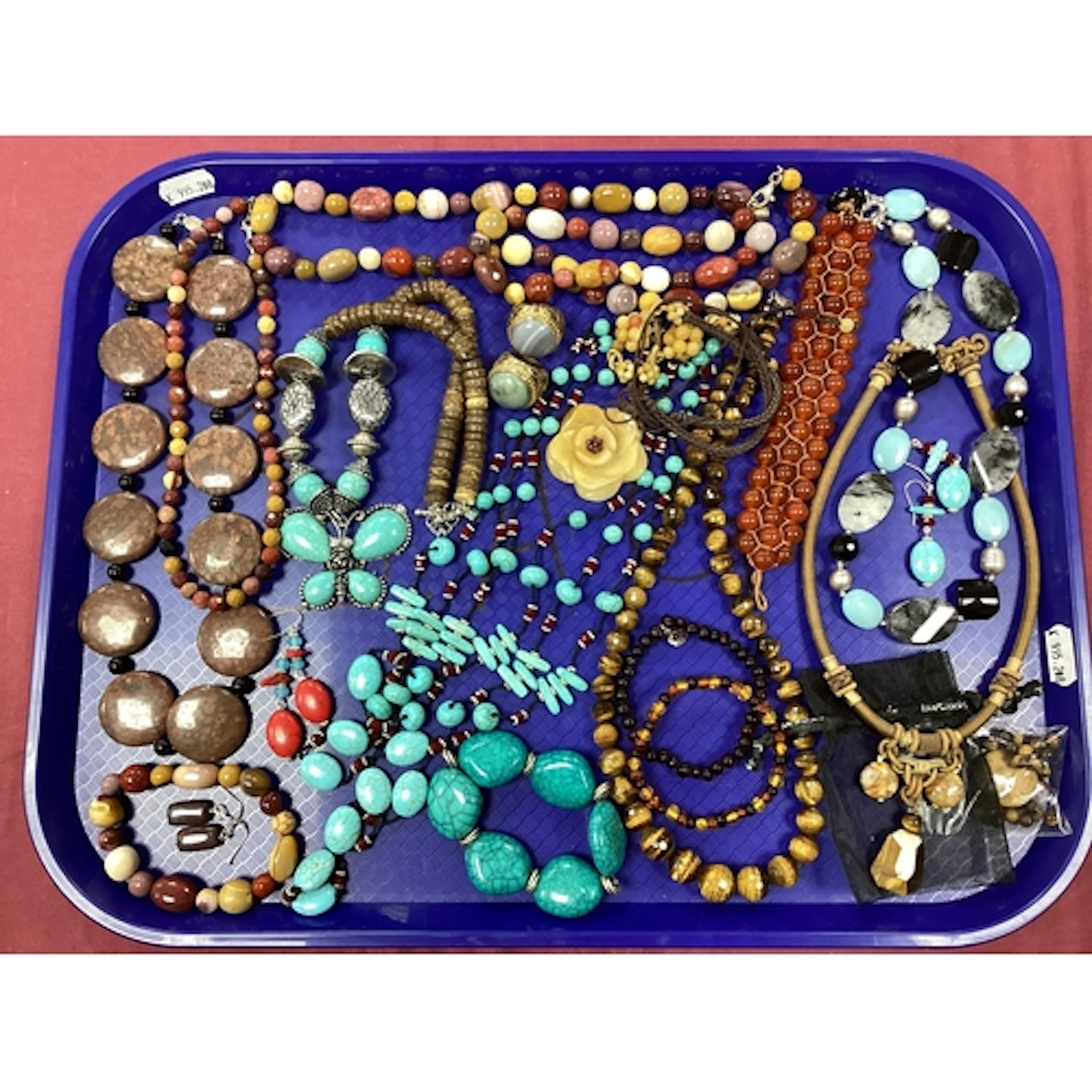 A Collection of Polished Hardstone Jewellery, including stat...