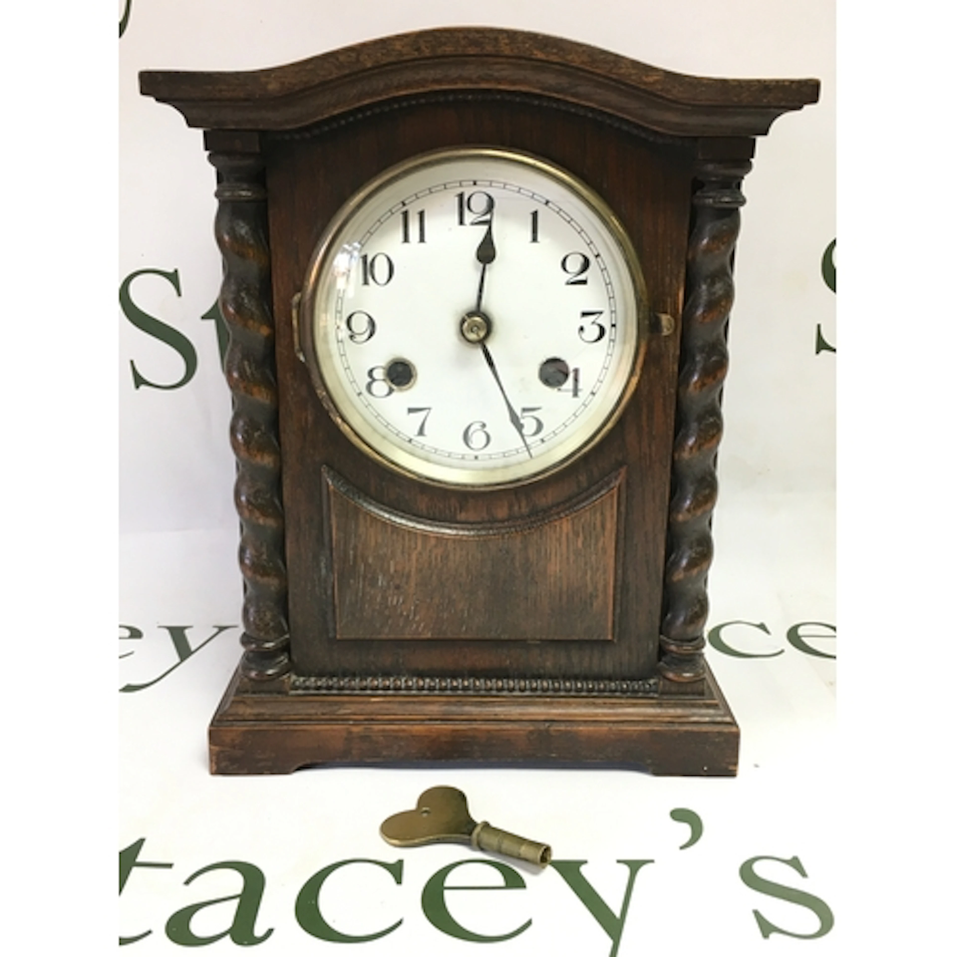 A 1920s Oak cased 8 day gong striking clock, marked Kienzle ...
