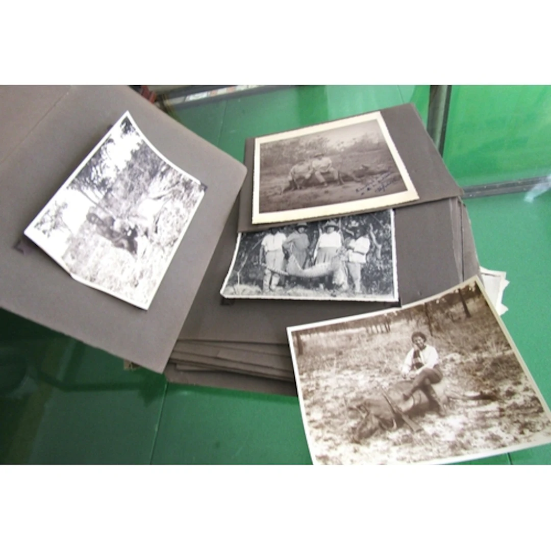 Album of Old Black and White Photographs African Safari Depi...