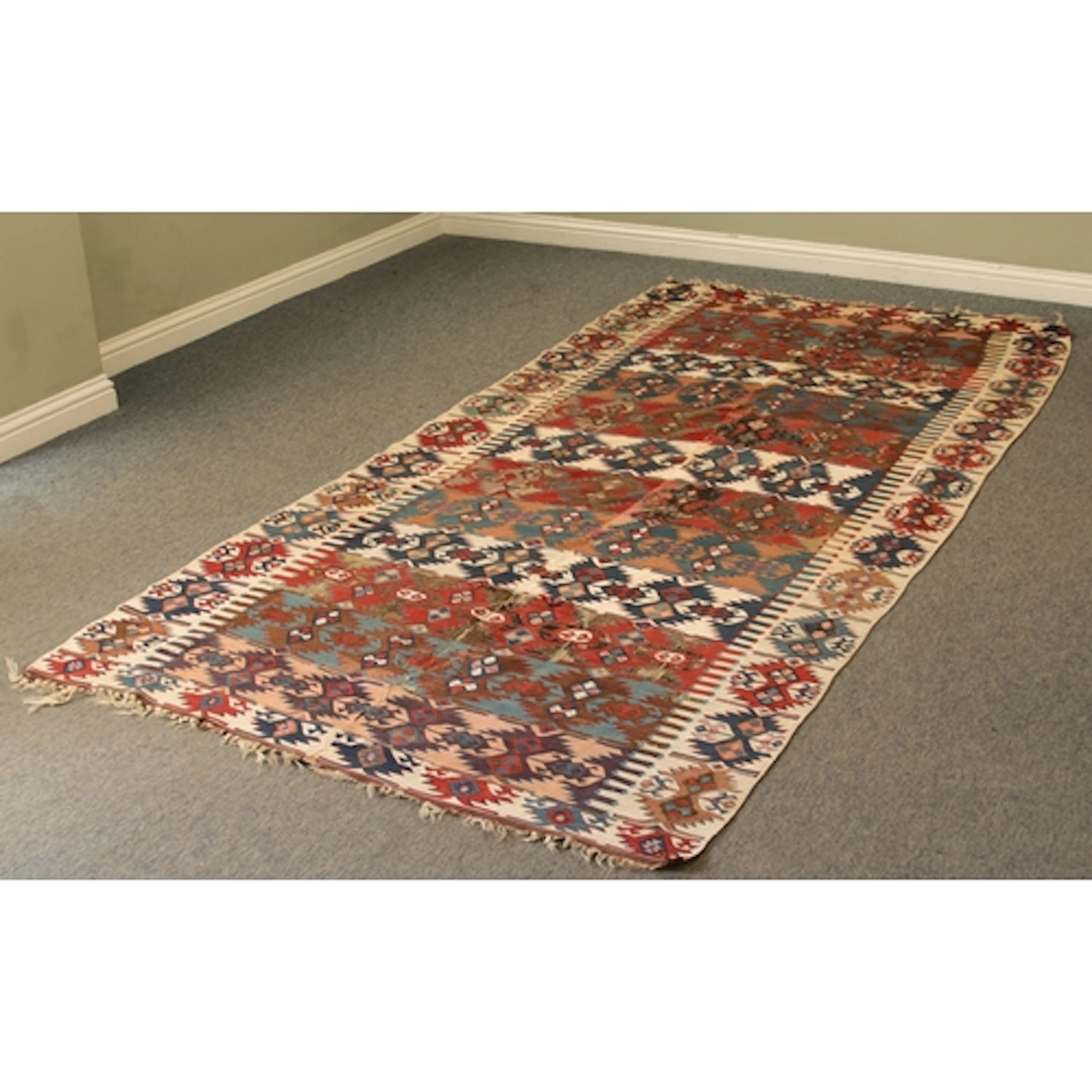 A large antique Turkish Anatolian flatweave kilim rug - beli...