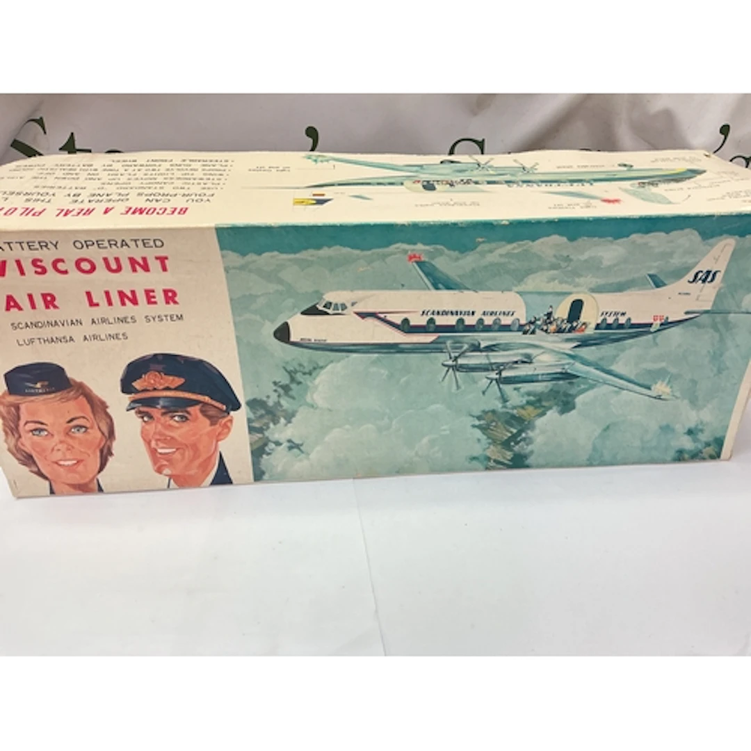 A Boxed Japanese Battery Operated Viscount Air Liner. Damage...