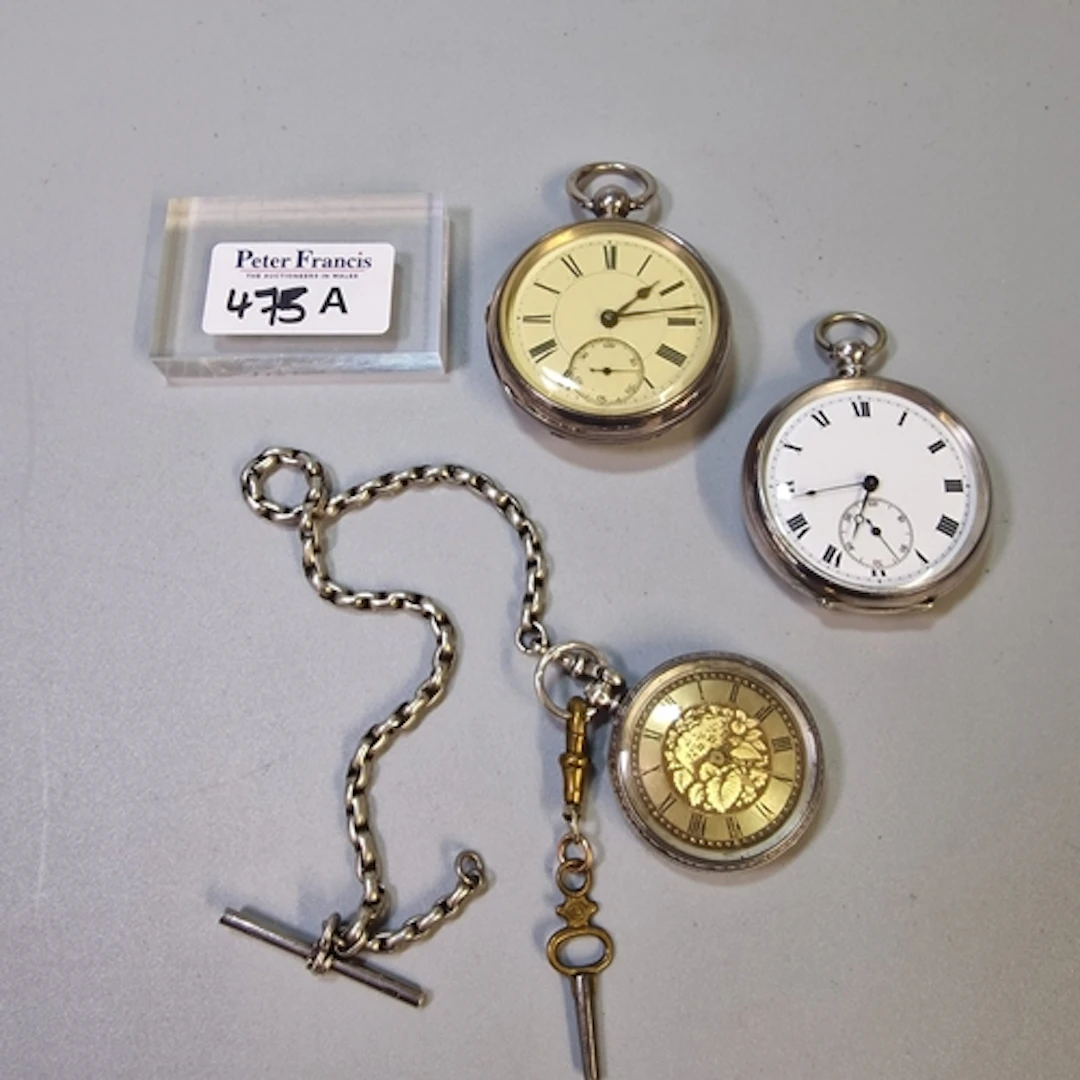 Late Victorian continental silver lady's engraved fancy fob ...