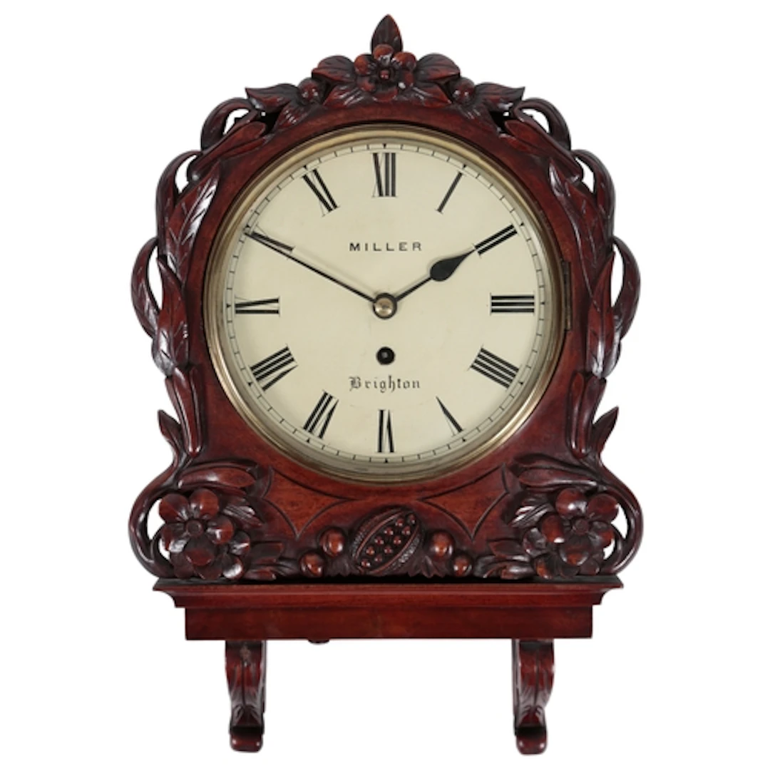 A Victorian mahogany single fusee wall timepiece with integr...