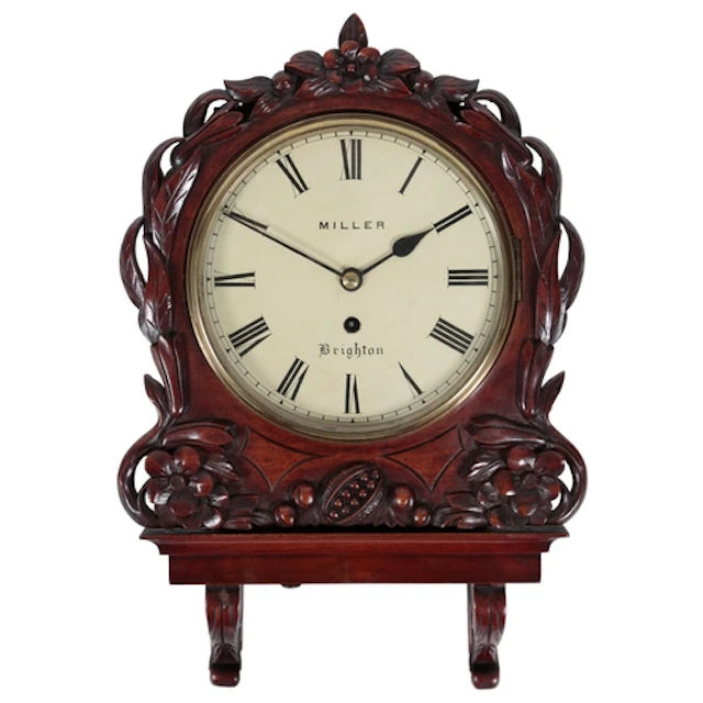A Victorian mahogany single fusee wall timepiece with integr...
