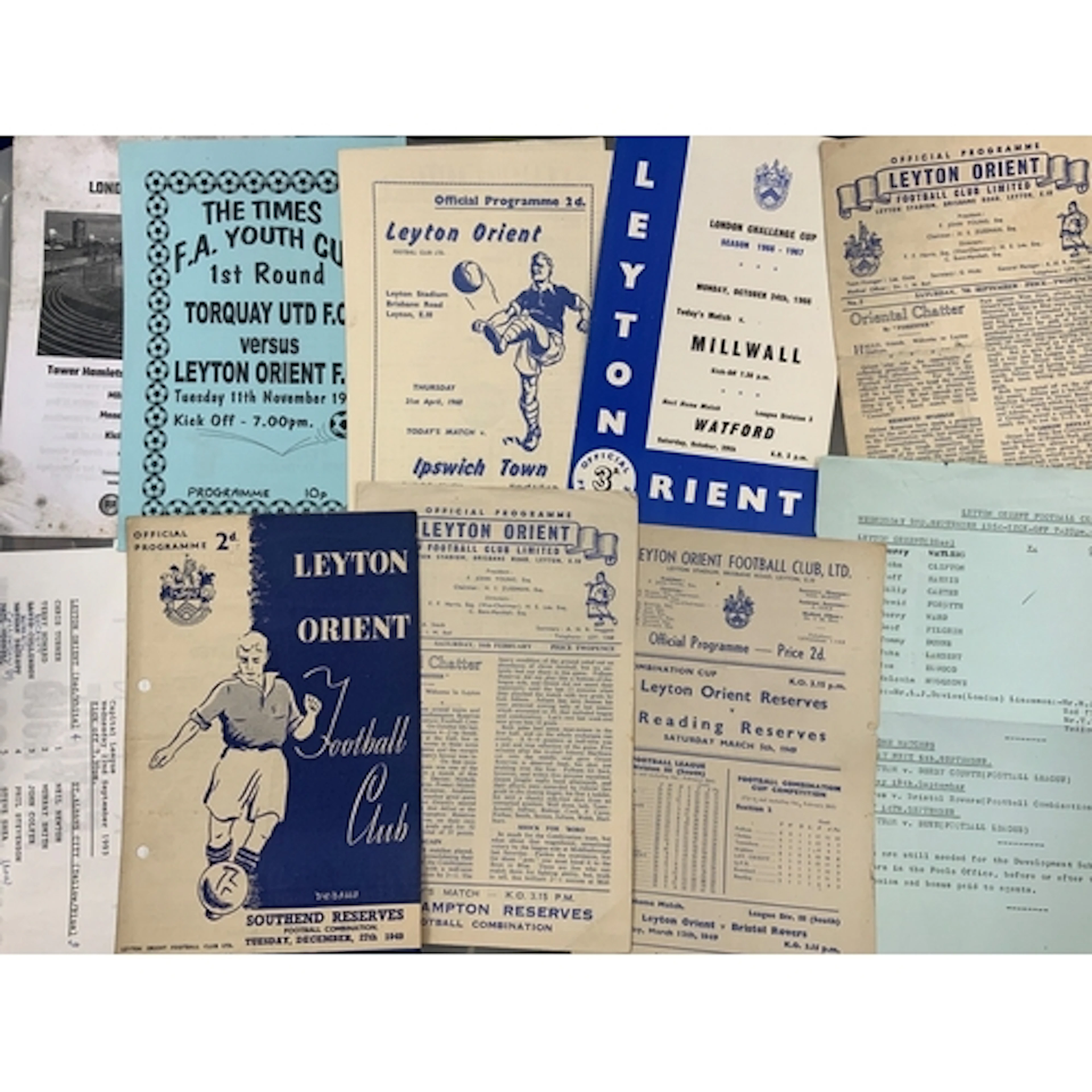 Orient Reserve + Youth Home Football Programmes: From the 50...