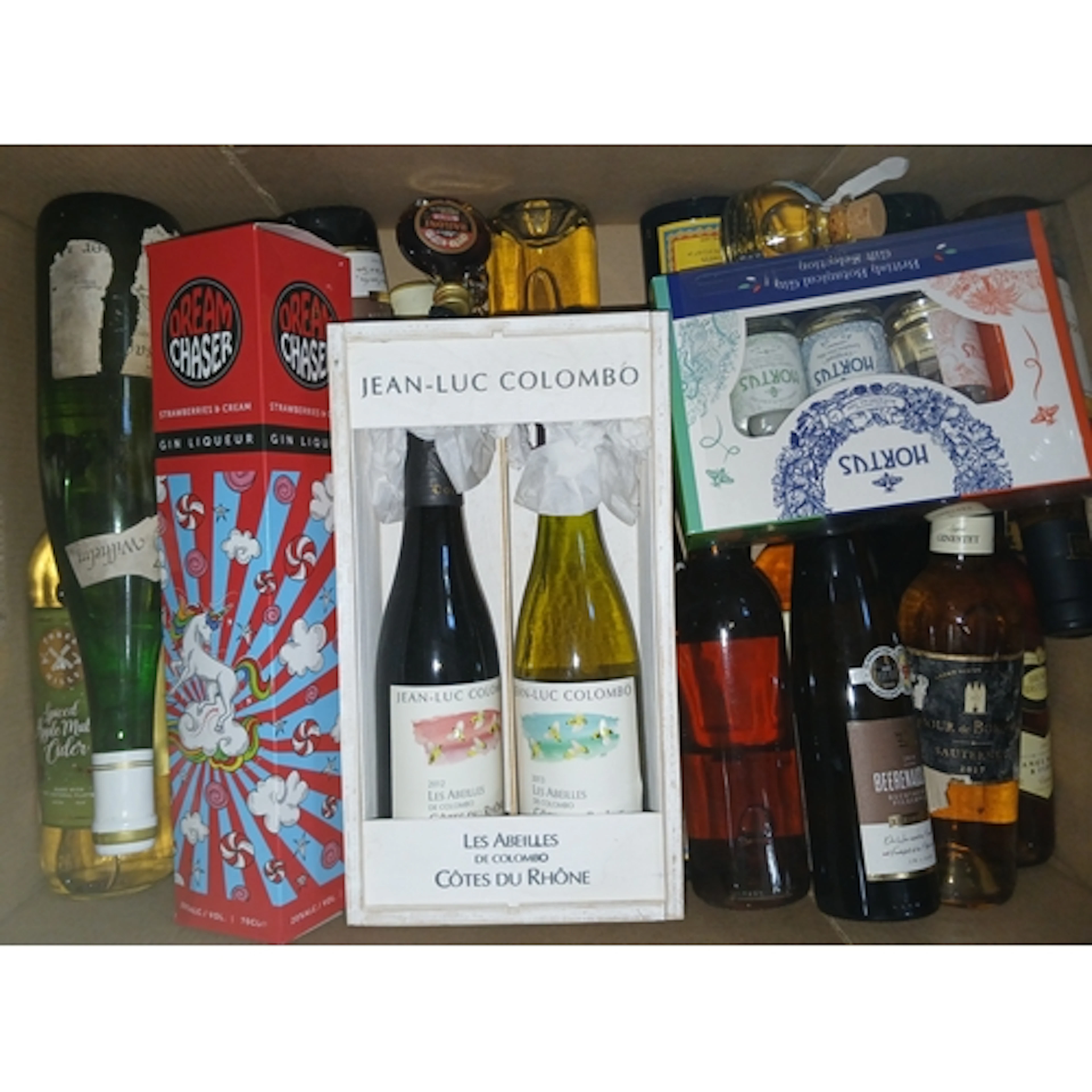 Five boxes of assorted wines and liqueurs.