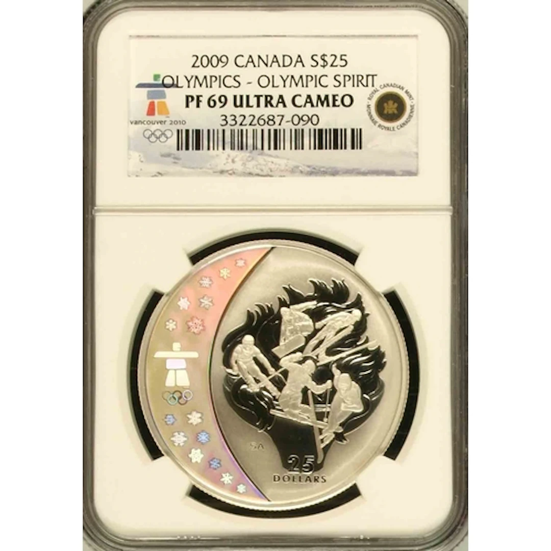 2009 Canada Vancouver Winter Olympics silver $25 coin, ‘Olym...