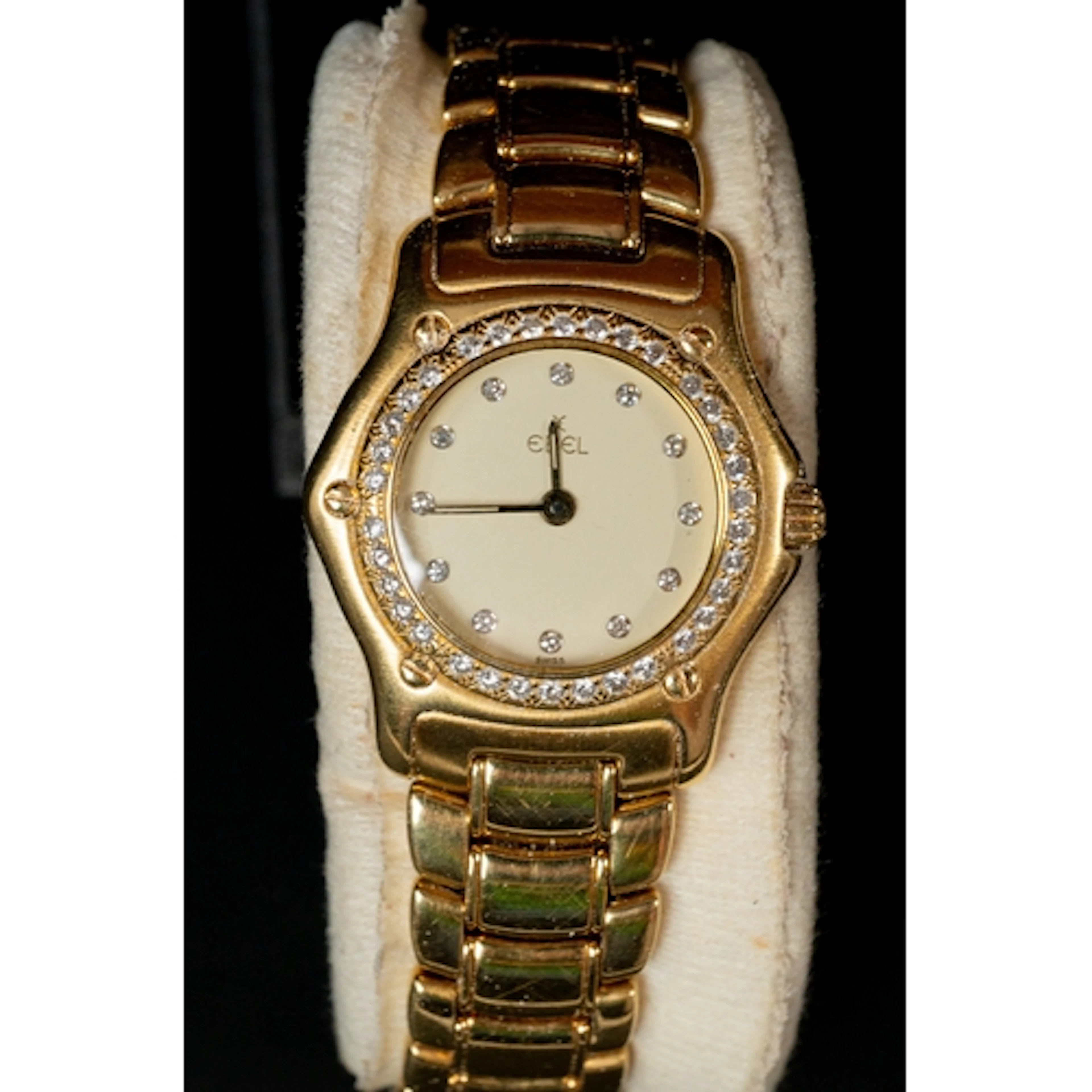 Watches: a yellow metal cased ladies wristwatch by Ebel, mar...