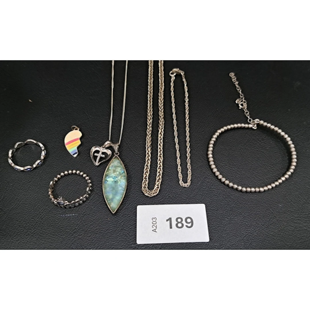 SELECTION OF SILVER AND OTHER JEWELLERY comprising two silve...