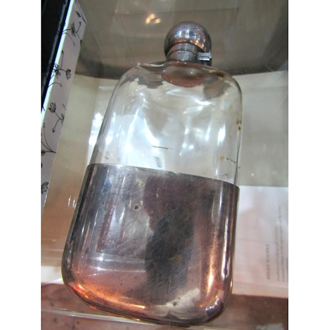 Silver Mounted Hip Flask with Silver Integral Cup