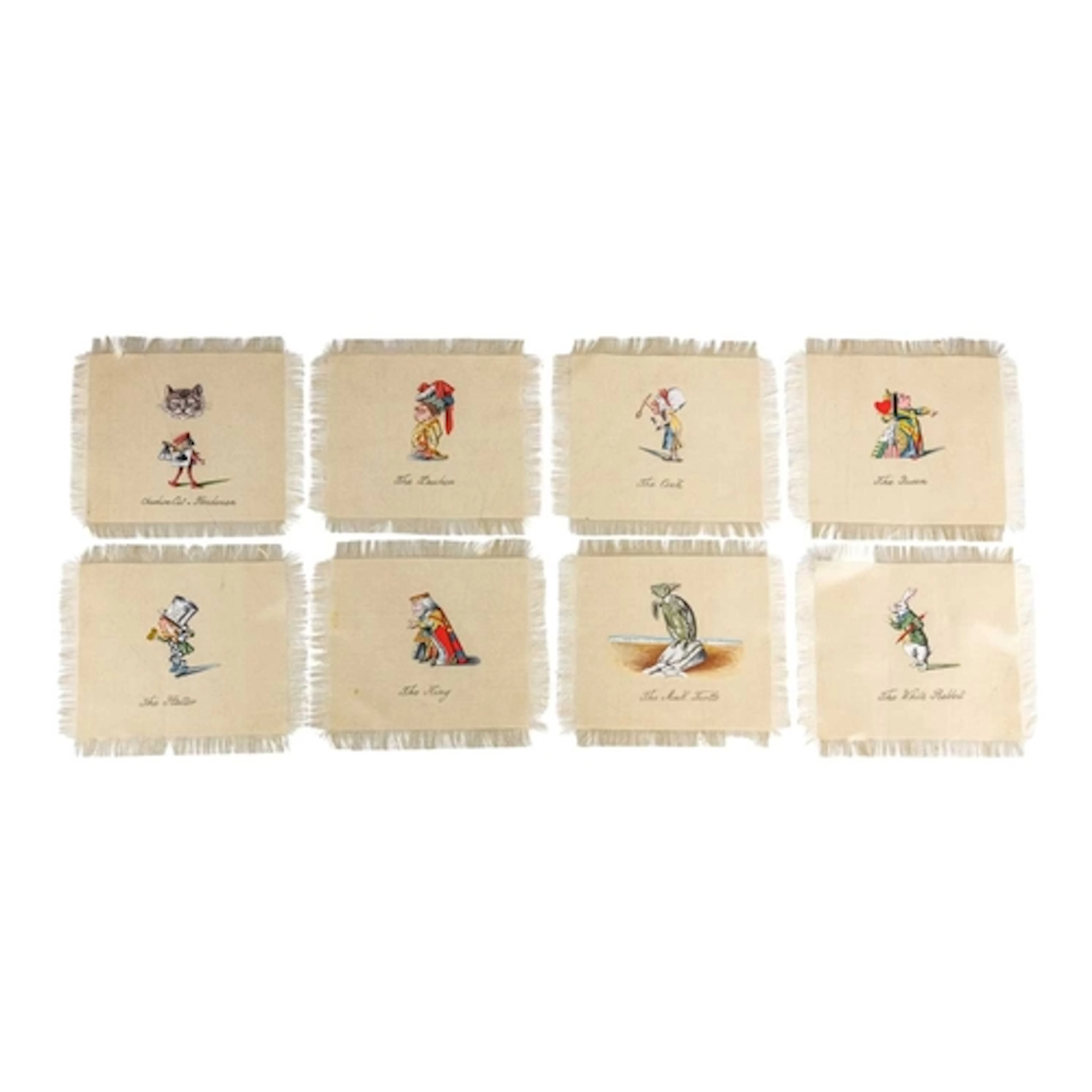 A group of eight finely painted silk Alice in Wonderland pla...