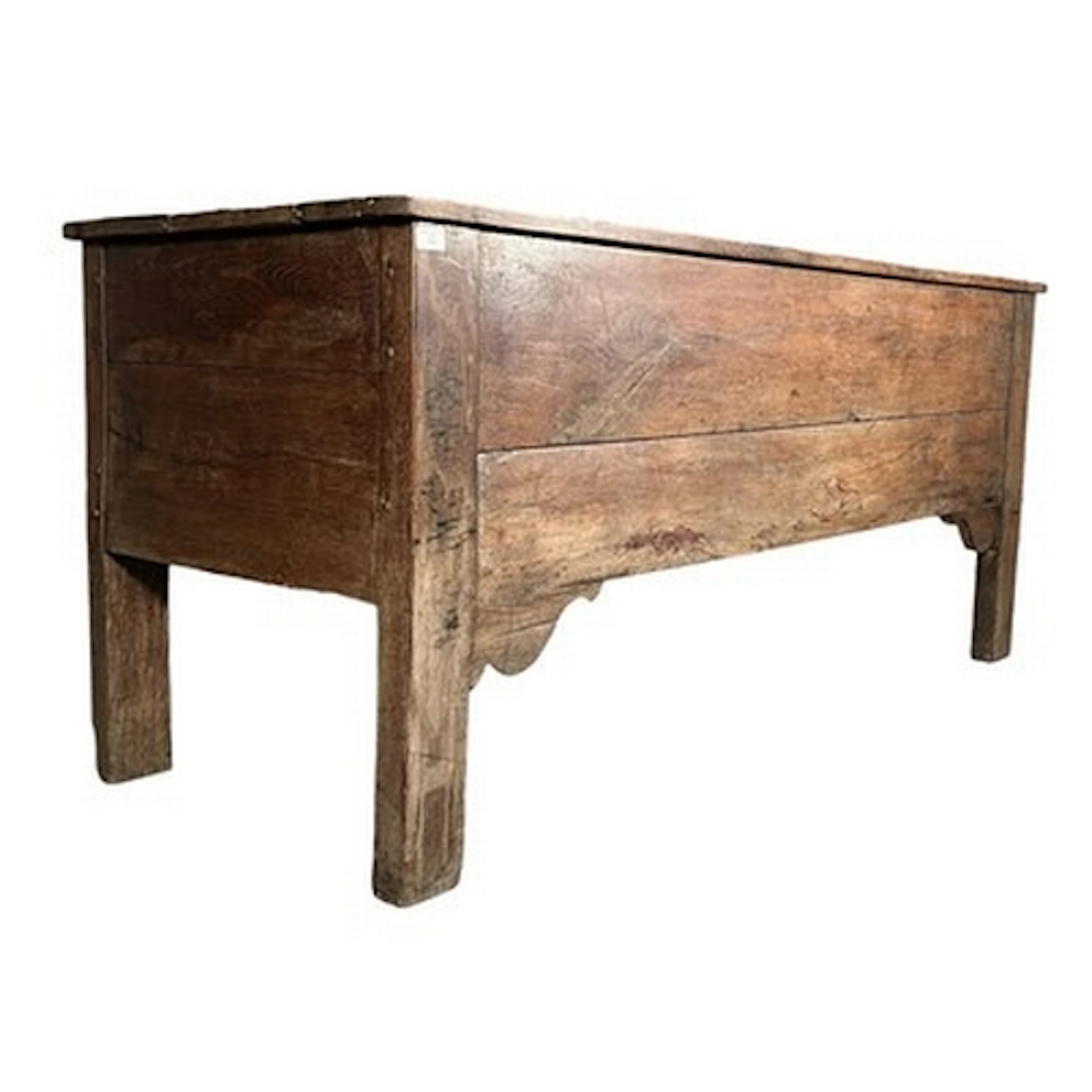 A 19th century large French country elm - oak wood coffer / ...