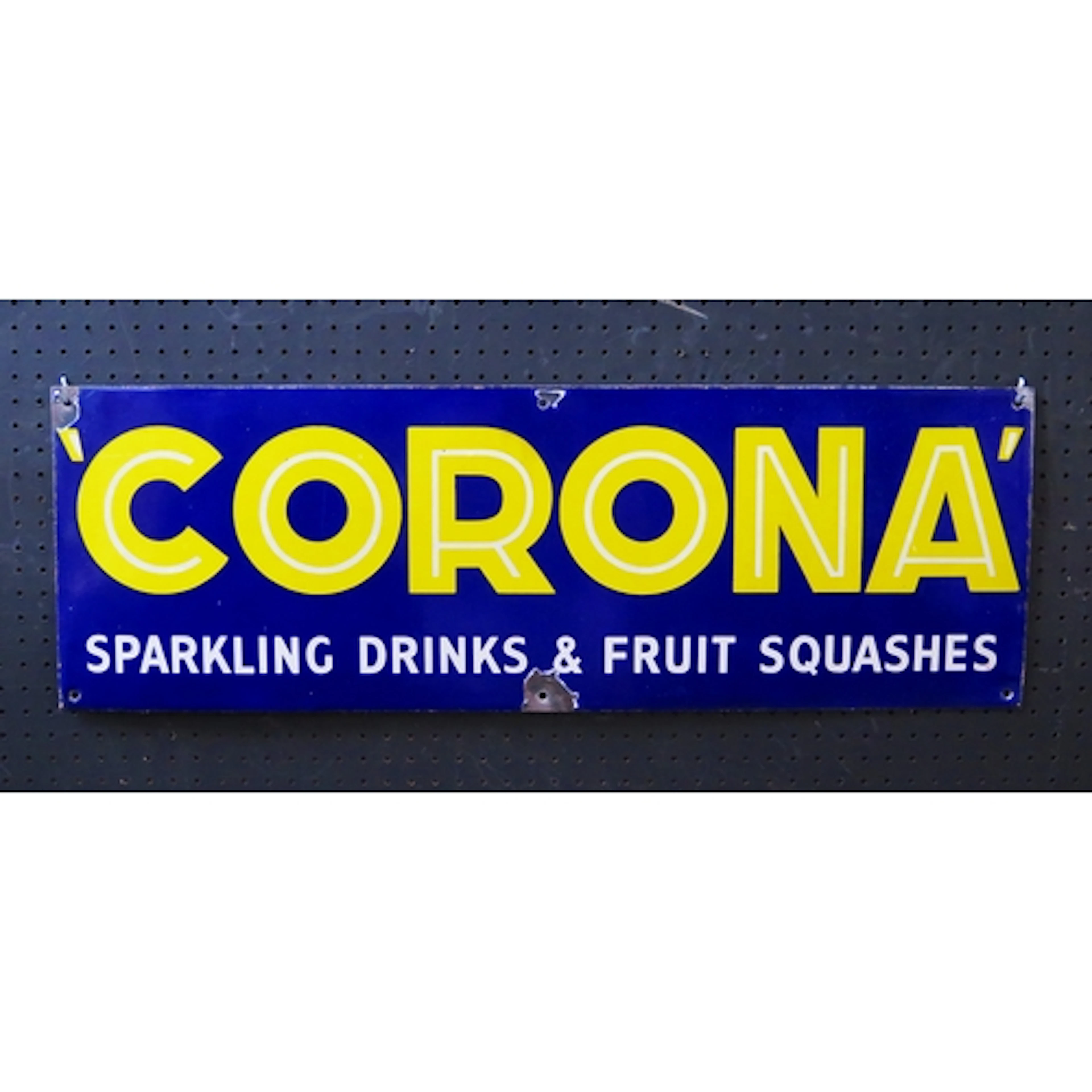 "Corona - Sparkling Drinks & Fruit Squashes" - an enamel adv...