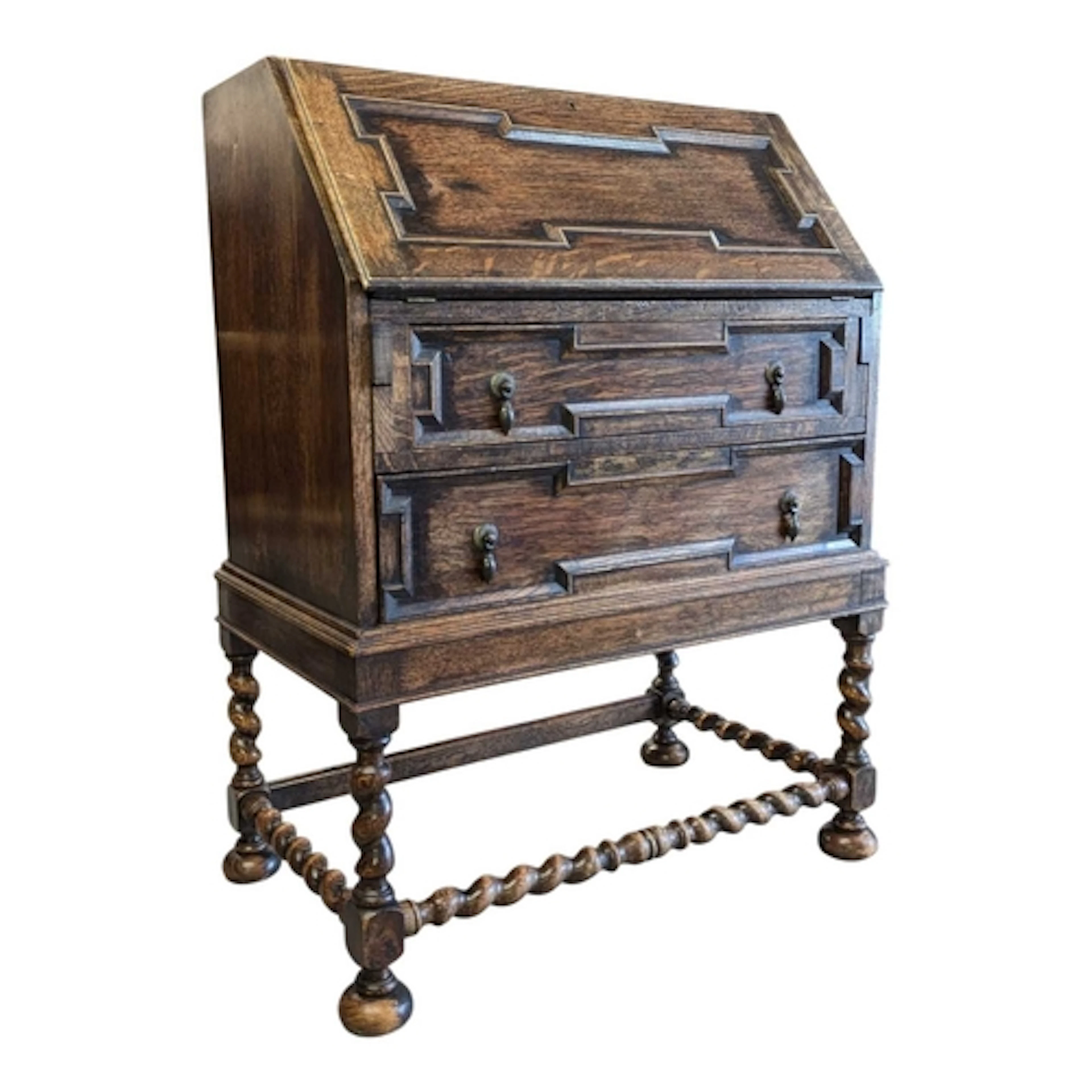 An early 20th century circa 1920s Jacobean Revival oak burea...