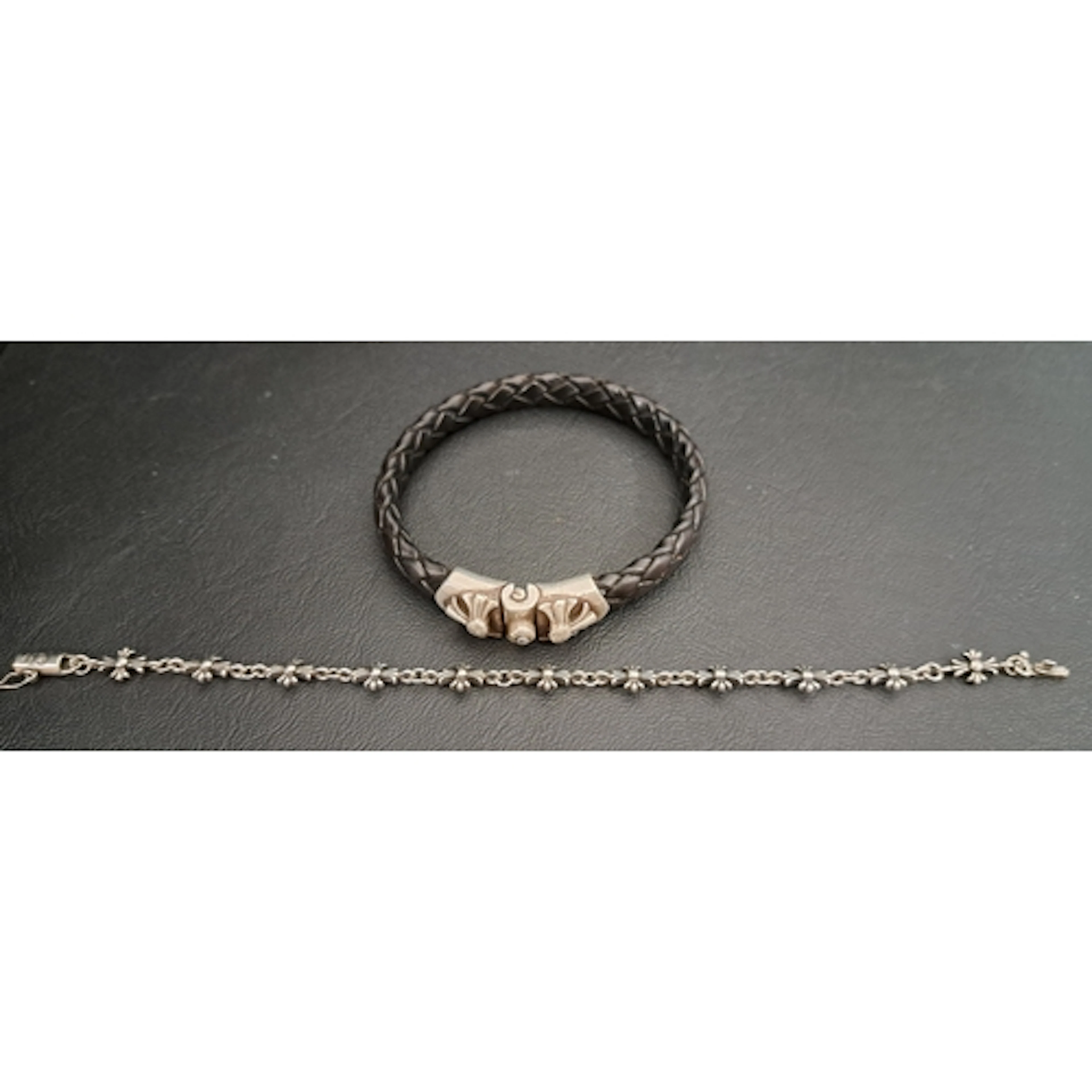 CHROME HEARTS 'TINY E' SILVER BRACELET together with an Elf ...