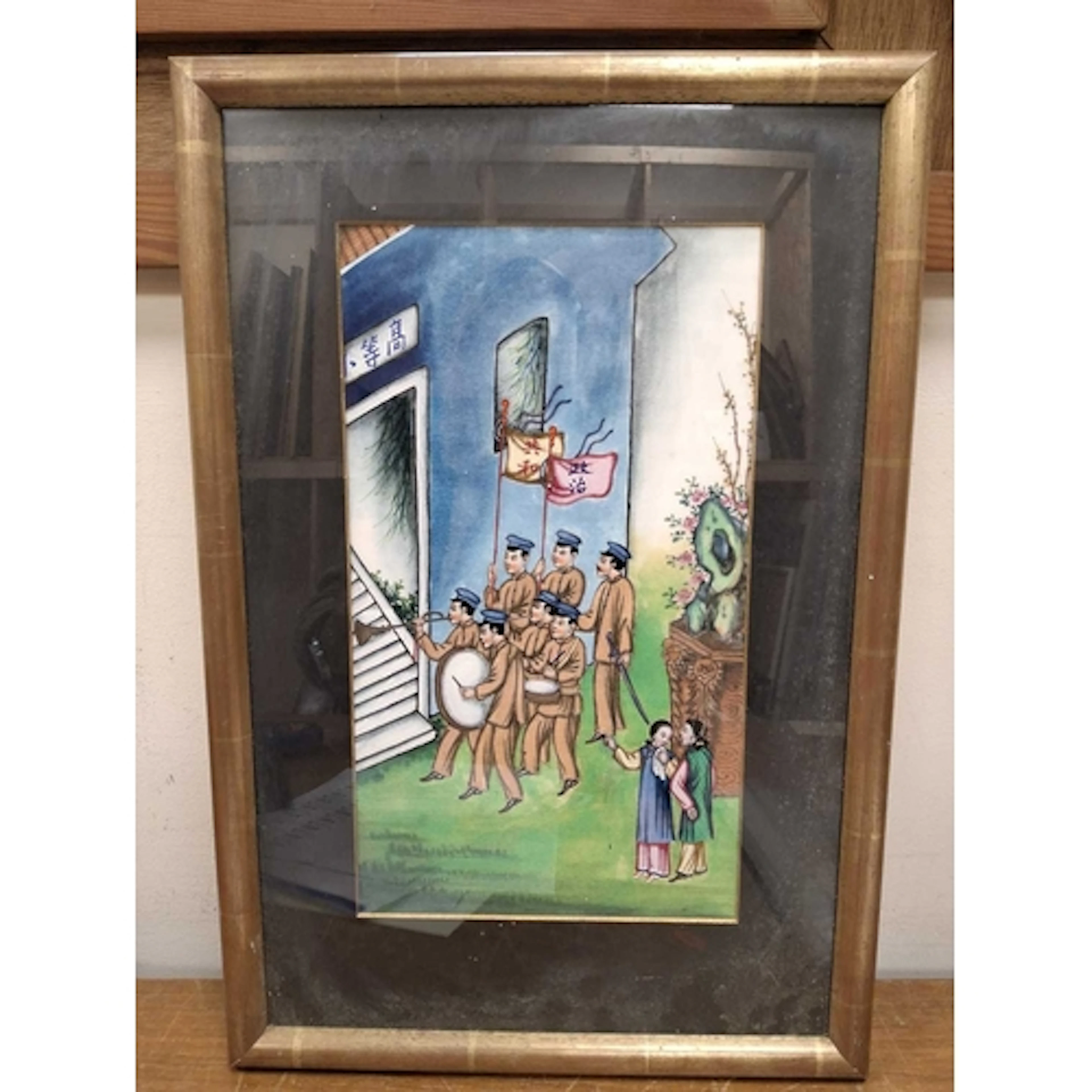 A 20th CENTURY CHINESE PICTURE DEPICTING A MARCHING BAND, a ...