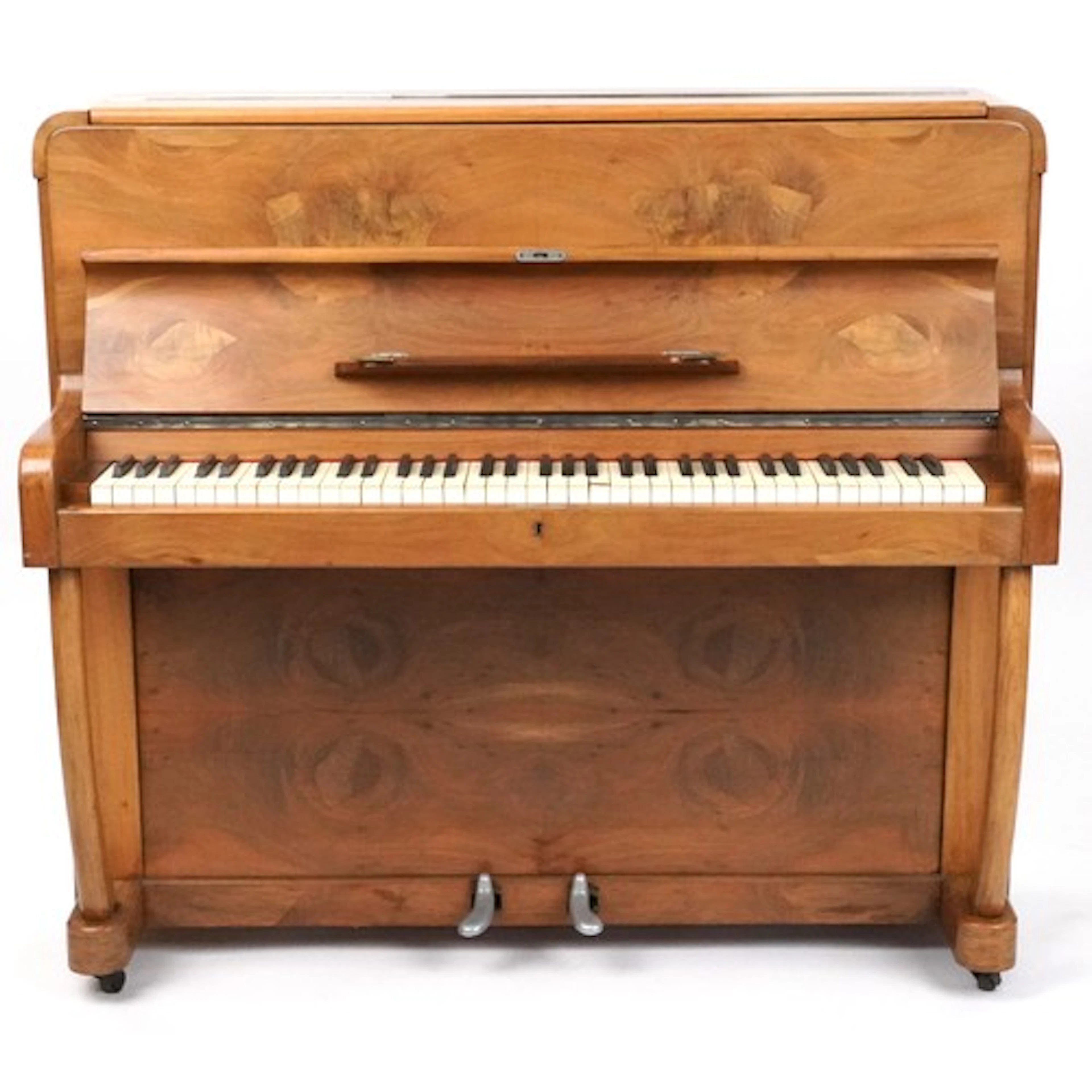T D'Almaine, Art Deco walnut upright piano, 110cm H x 119cm ...