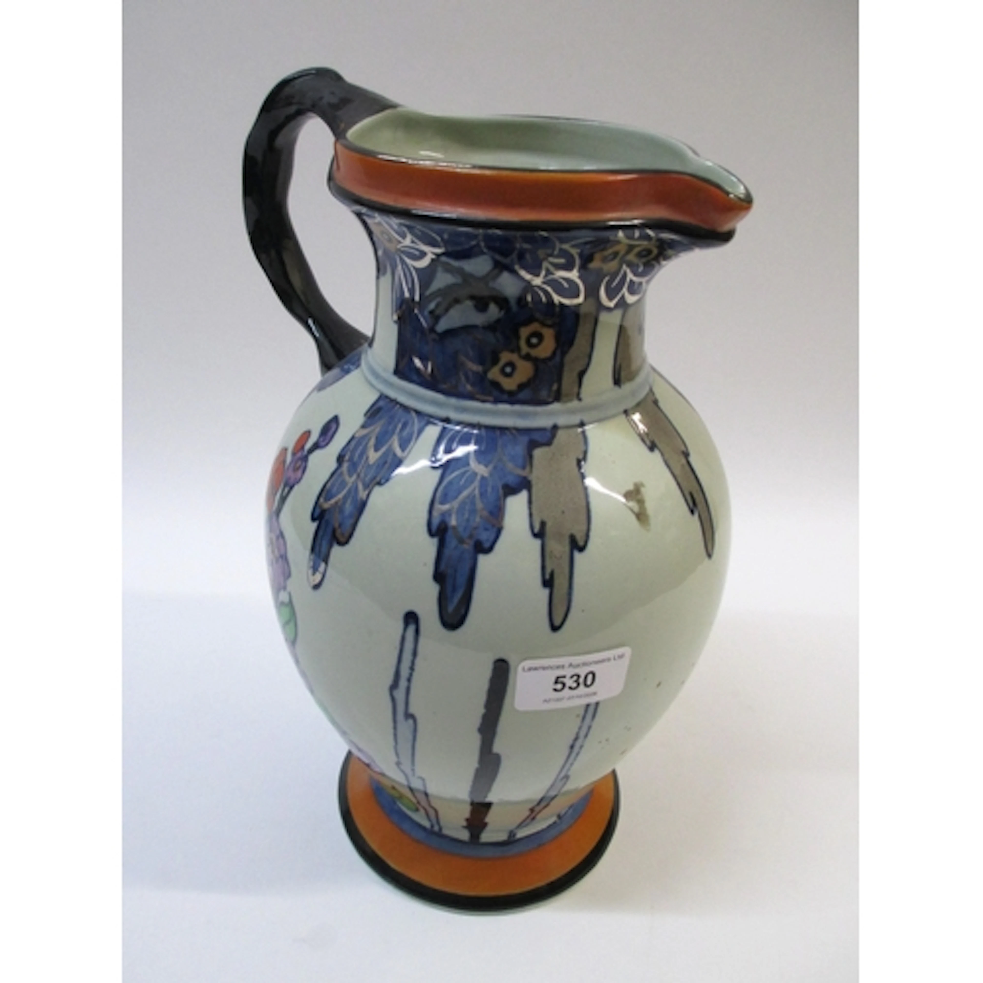Woods Pottery Vert De Mer floral decorated jug, 32cm high