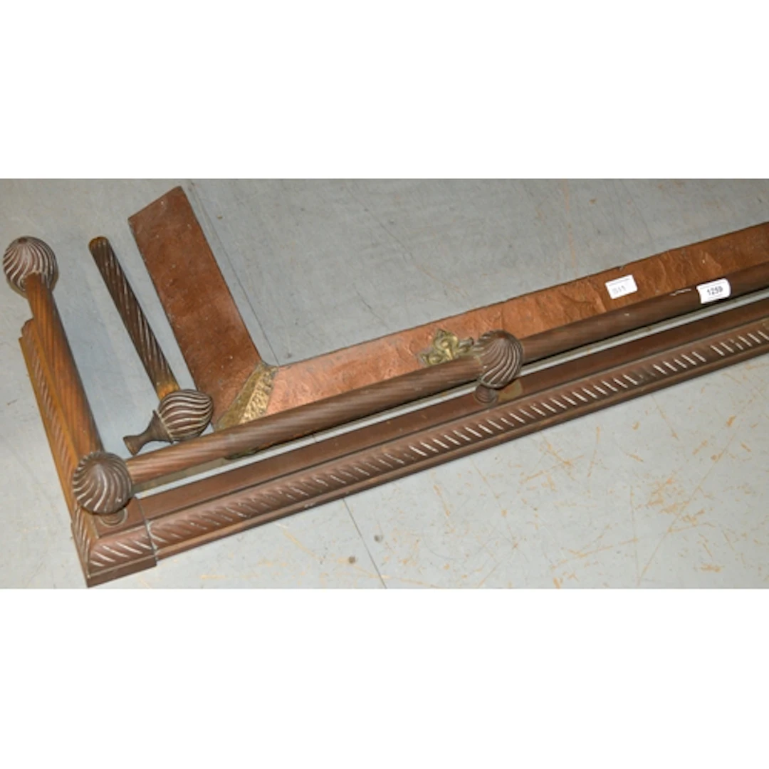 Victorian brass fender, together with an Art Nouveau copper ...