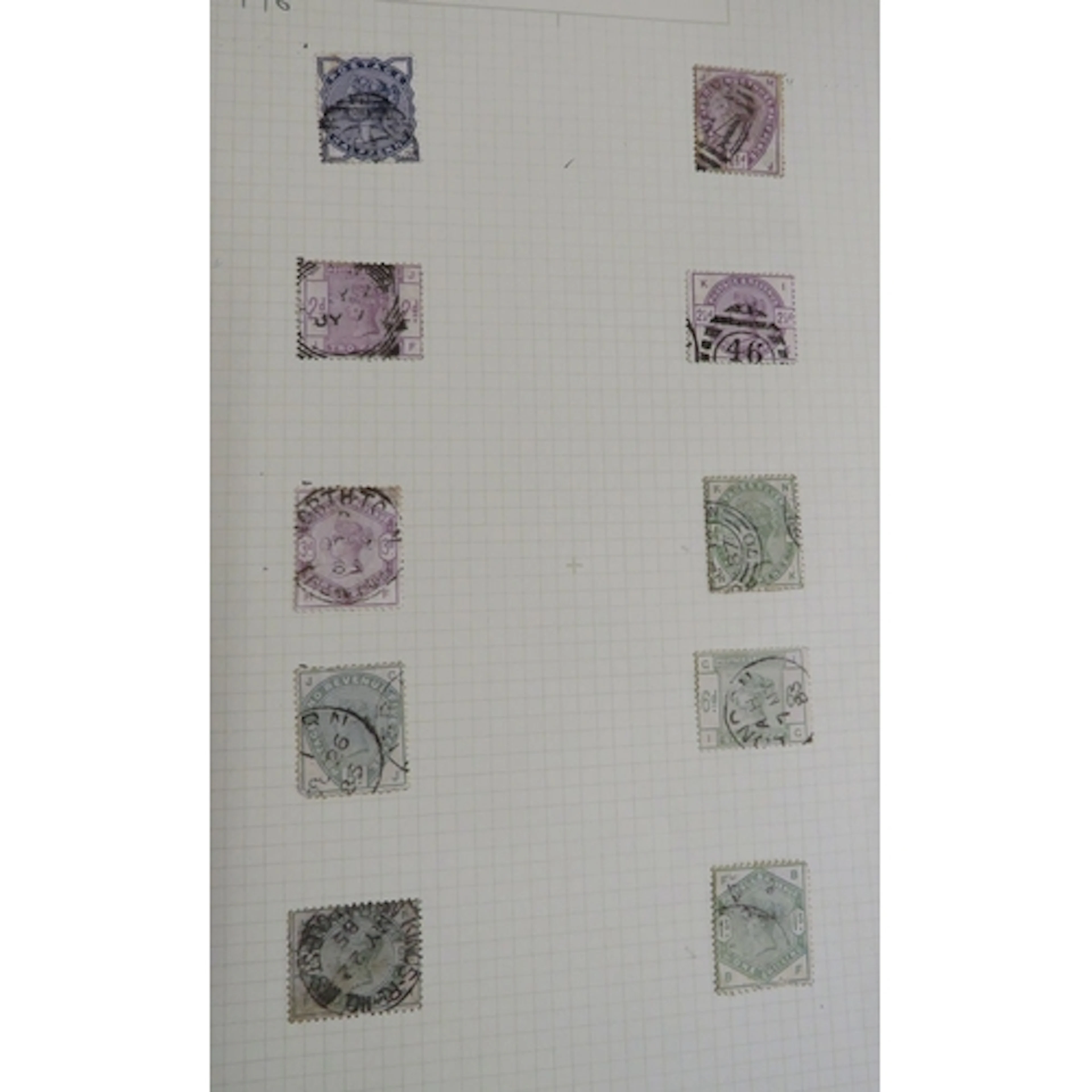 Stamps: GB Album Leaf Queen Victoria Used Set (off colour) c...