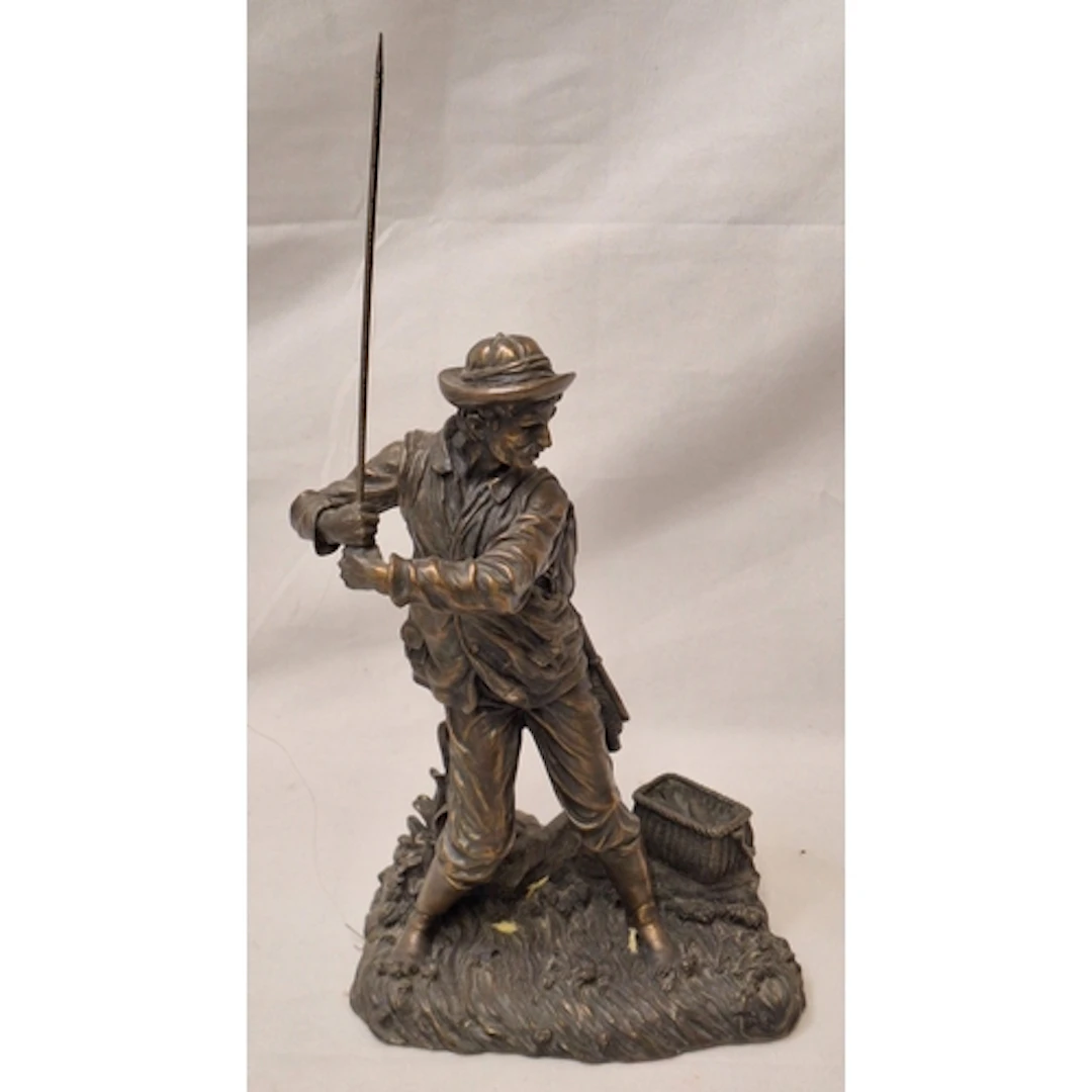Composition Bronze Effect Figurine Fisherman approx. 40cm H