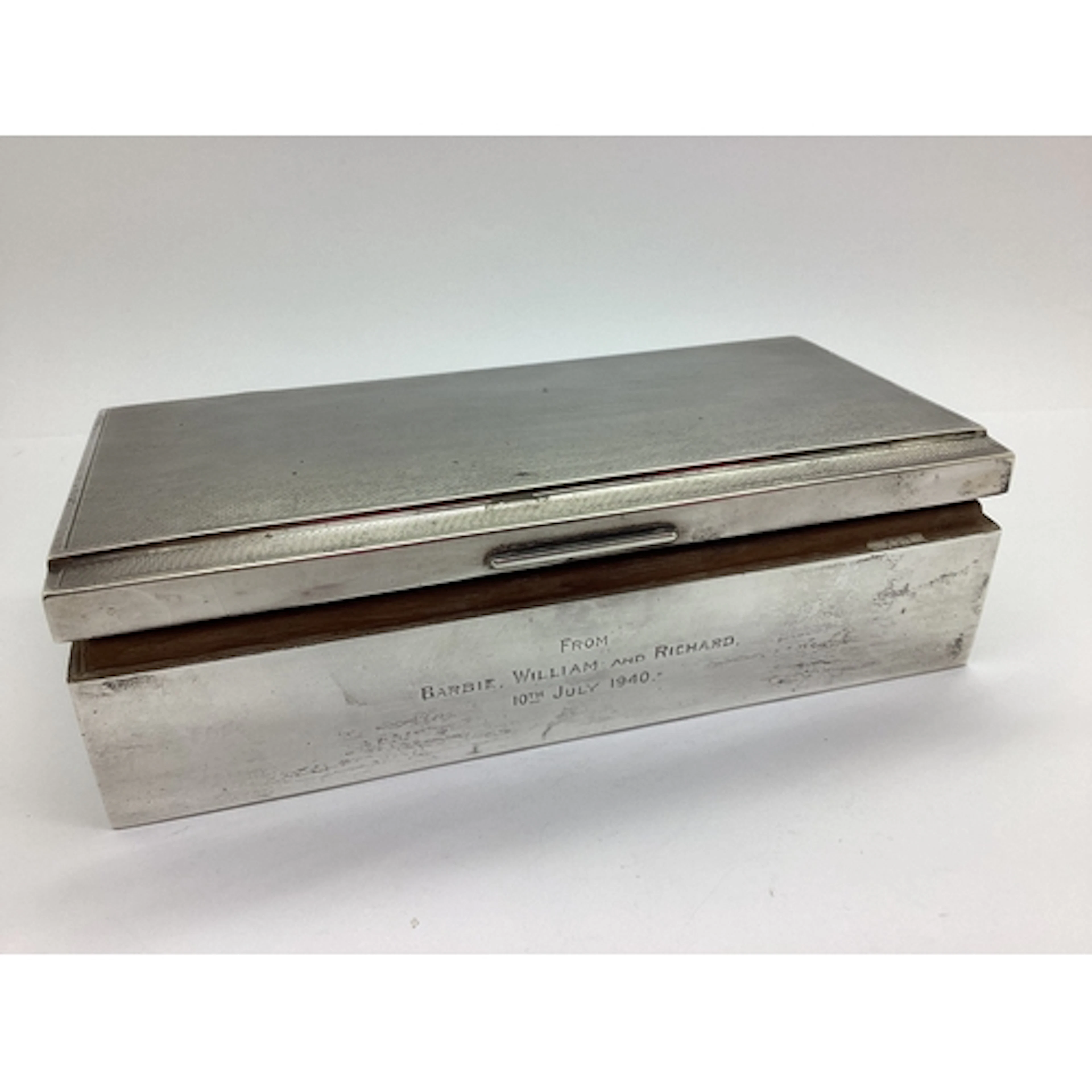 A Hallmarked Silver Cigarette Box, Birmingham 1939, of recta...