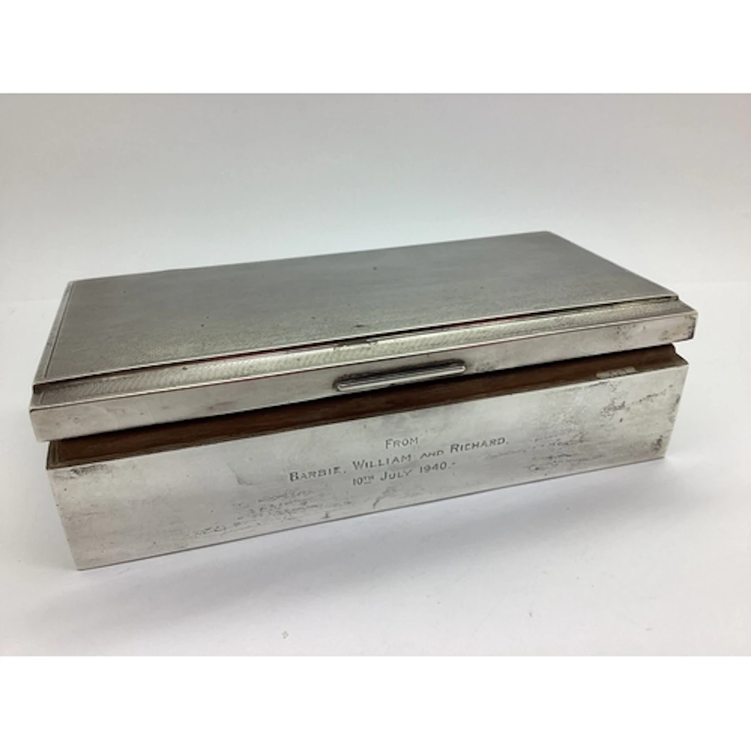 A Hallmarked Silver Cigarette Box, Birmingham 1939, of recta...