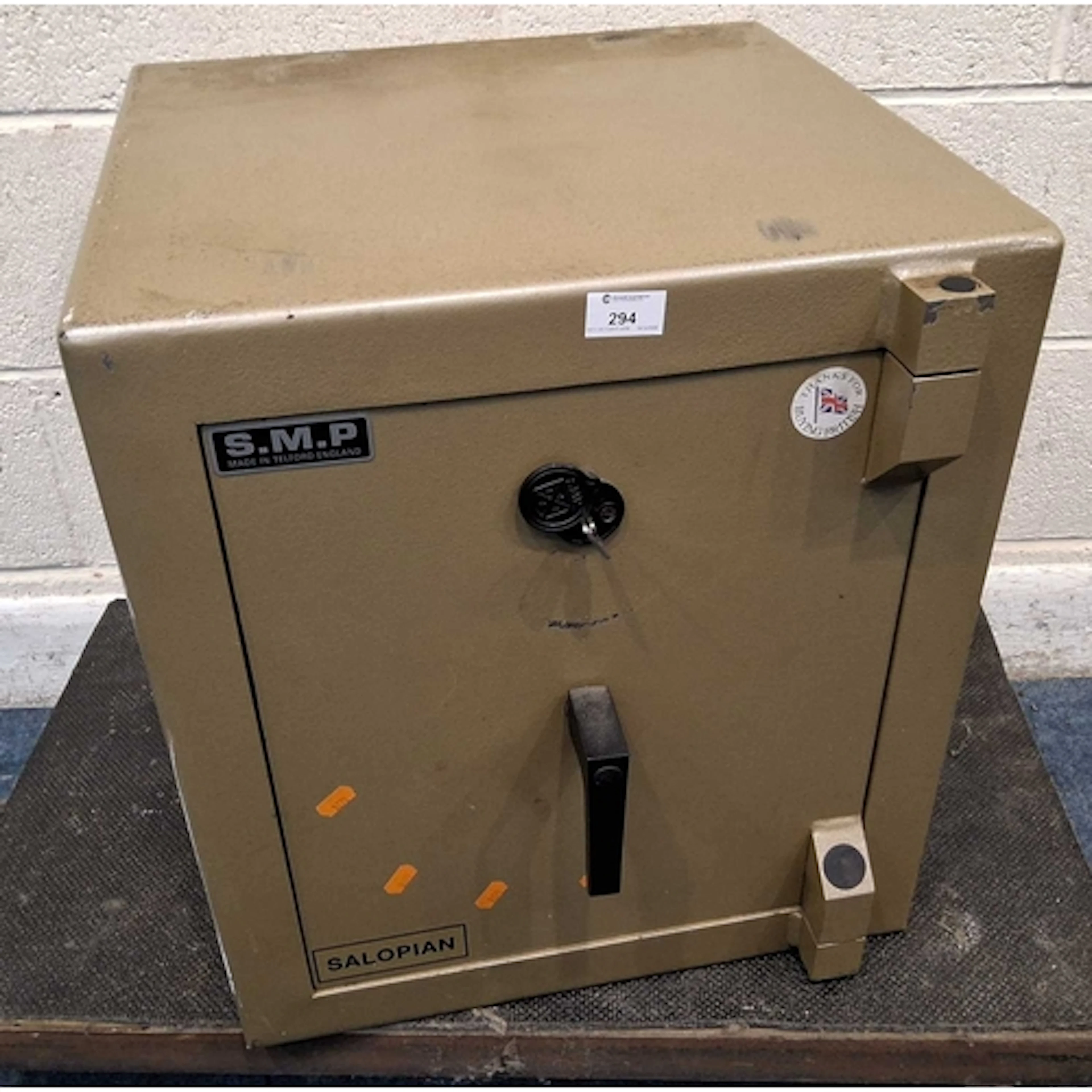 AN S.M.P SALOPIAN CAST IRON SAFE, with a single door (width...