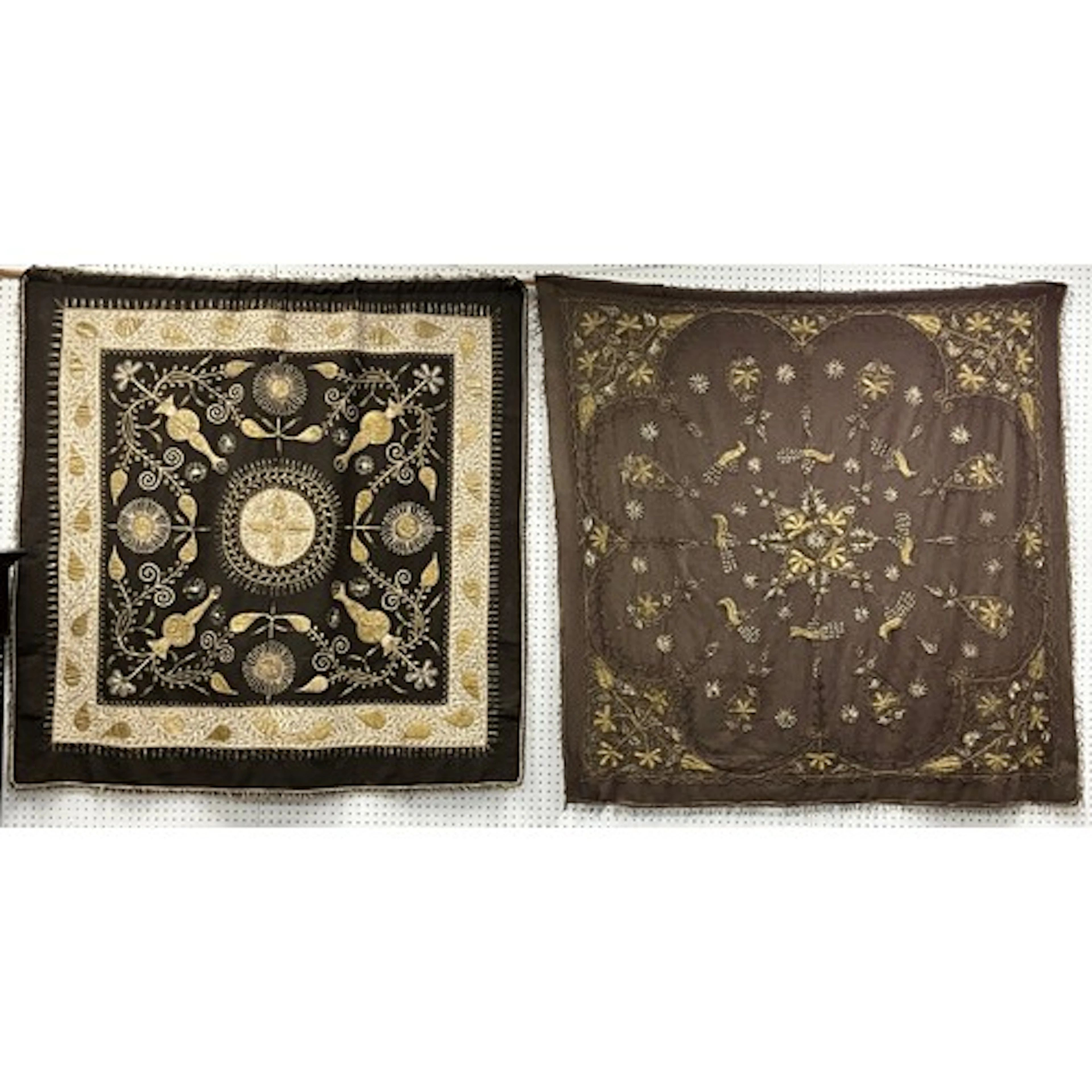 A 20th century tapestry or wall hanging, of wool and gold th...