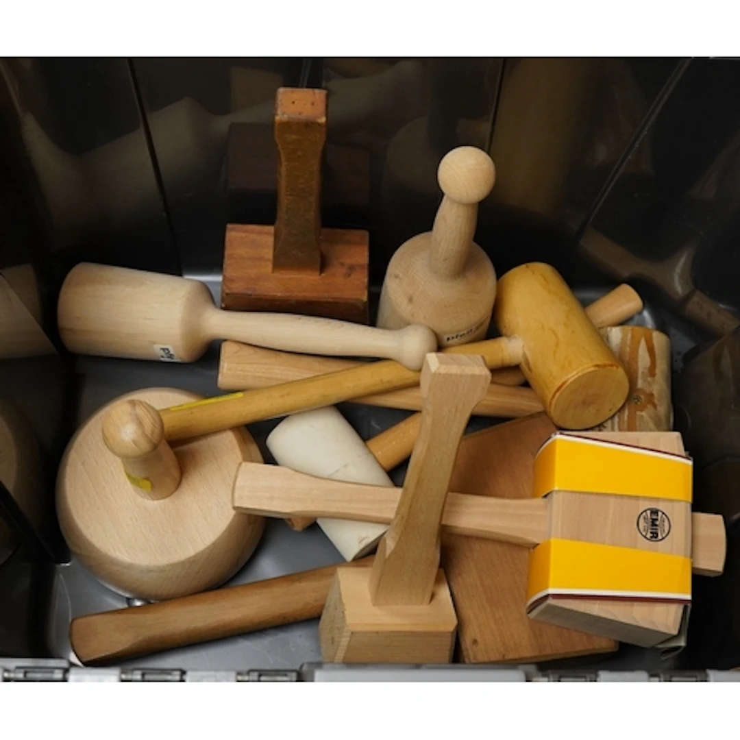 Ten wood carver's and stone masons, etc. mallets, in beech, ...