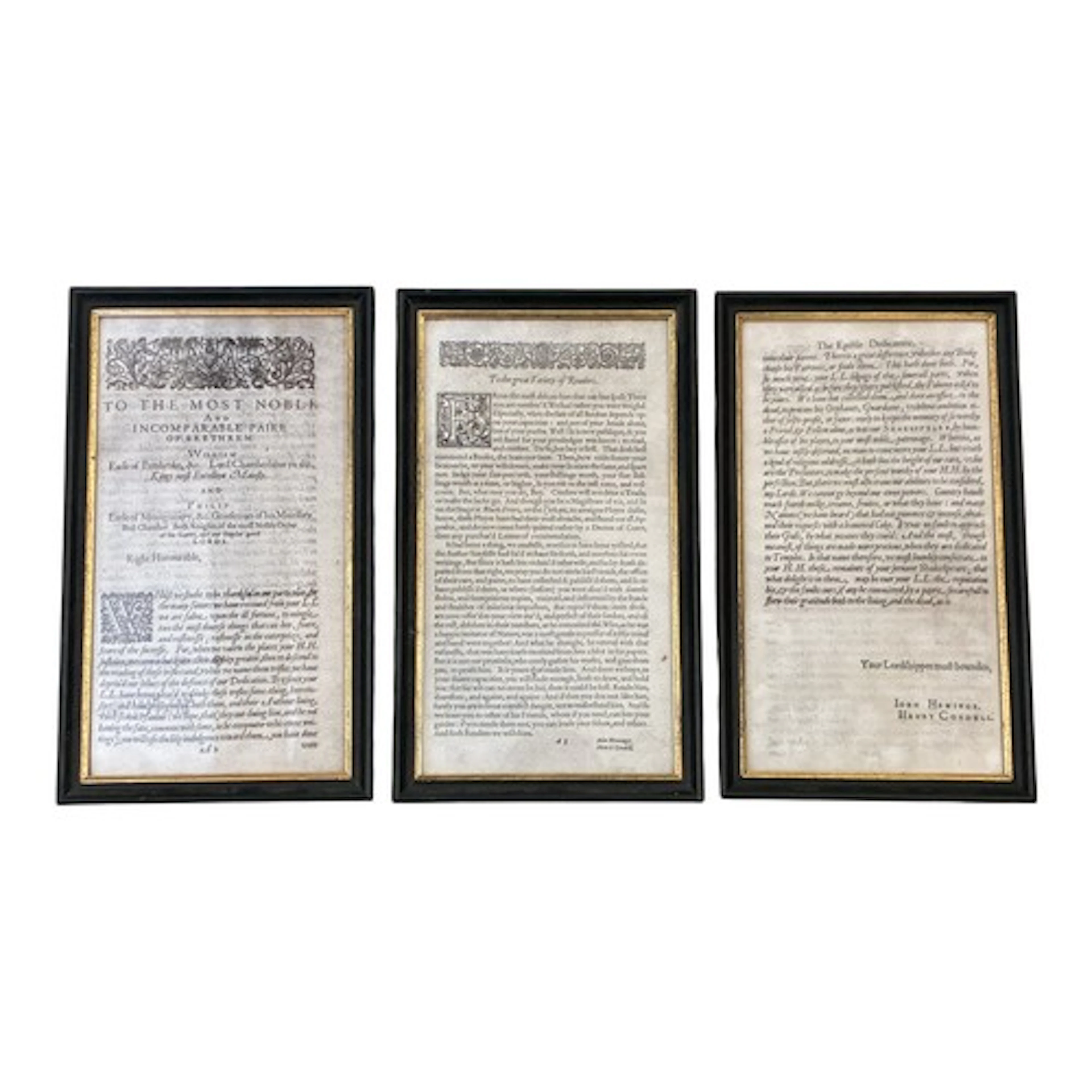 A set of three framed reproduction photographic prints after...