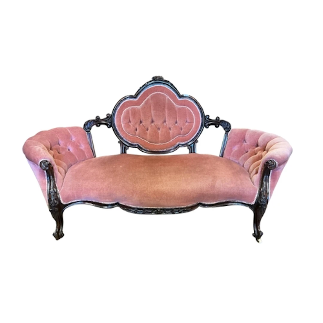 A Victorian rosewood parlour settee, width 197cm, depth 70cm...