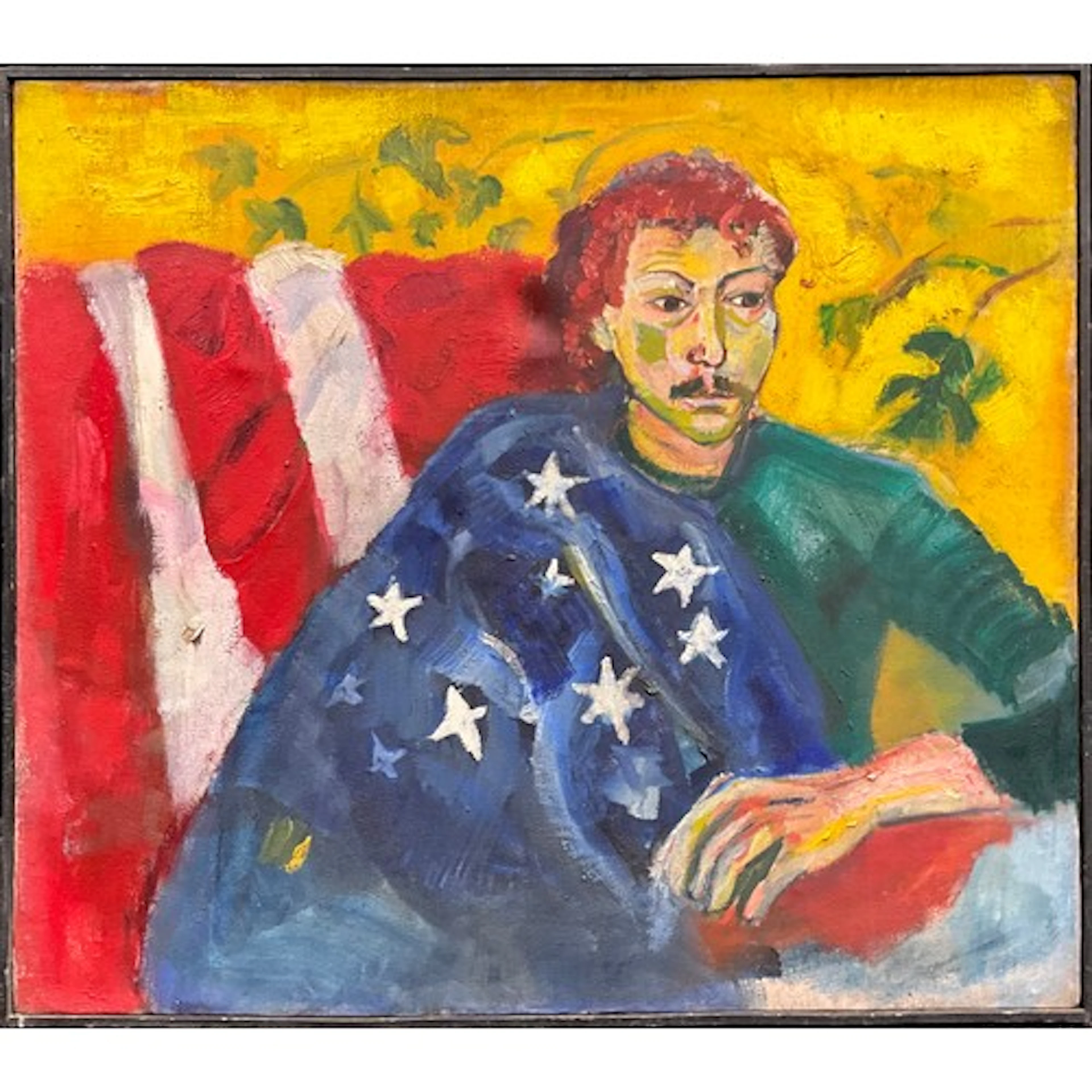 Style of Alice Neel (20th century) Seated figure, draped in...