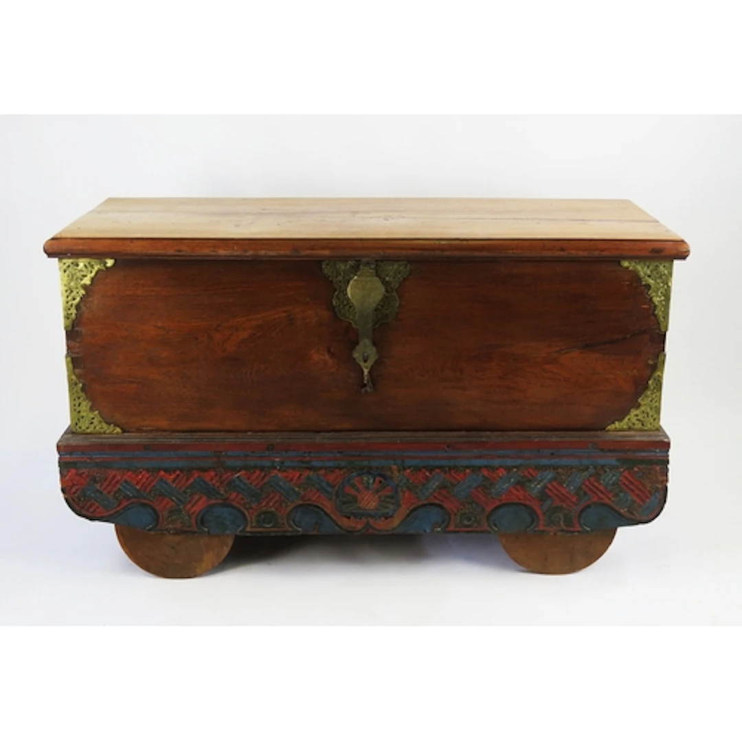 An Indo-Persian hardwood coffer of rectangular outline with ...