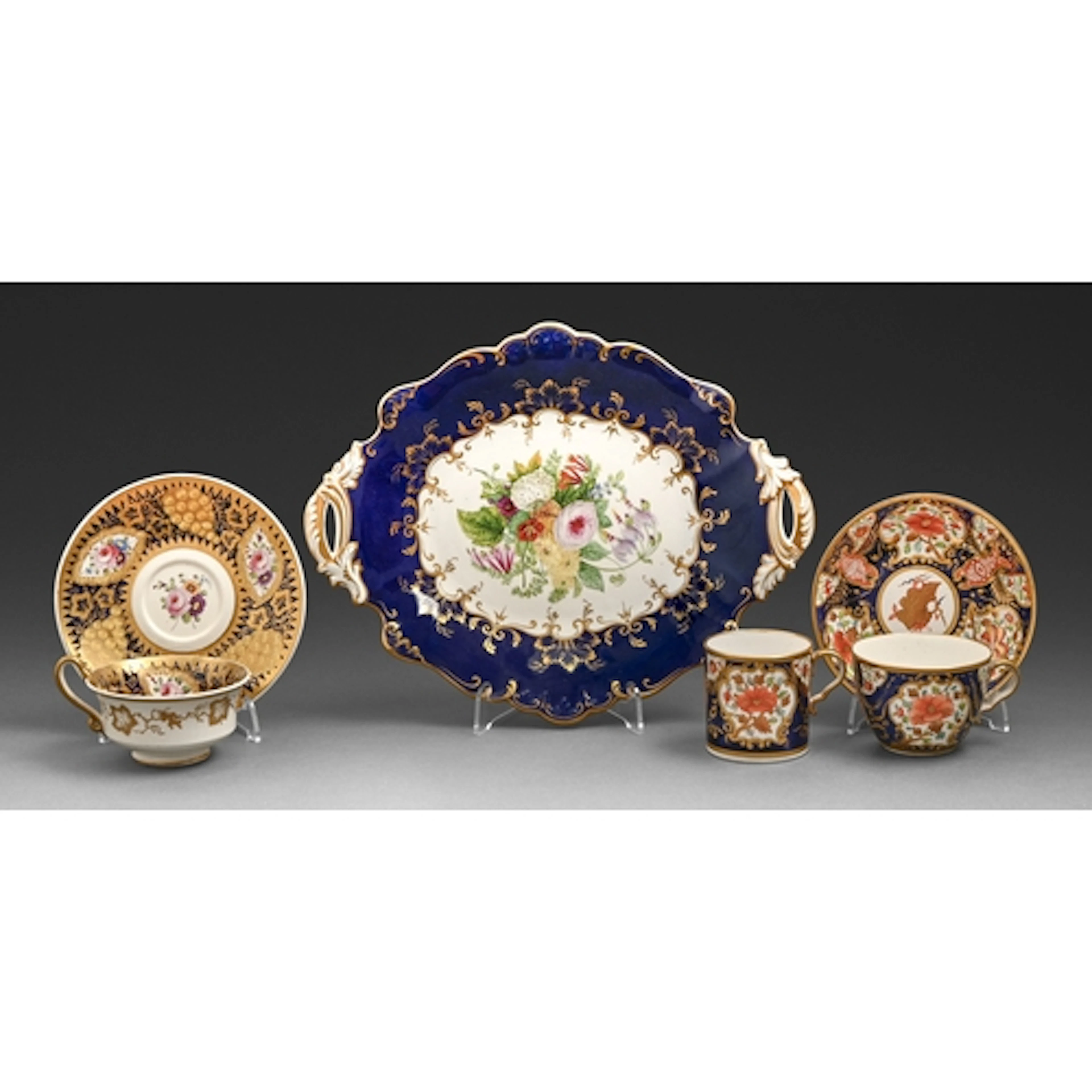 A John Ridgway dessert dish, c1830, painted with a loose bou...