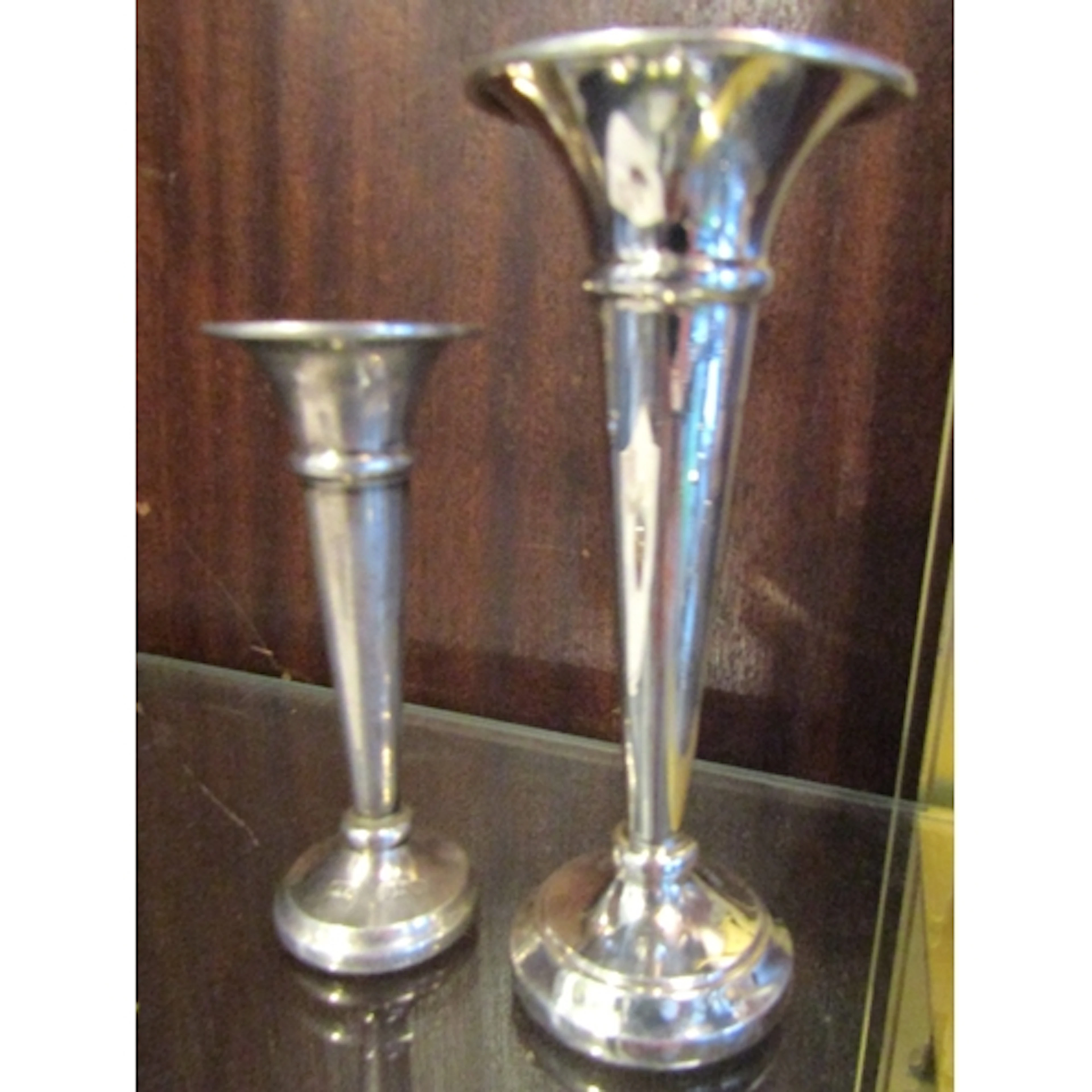 Antique Silver Stem Vase Trumpet Form and Another Largest Ap...