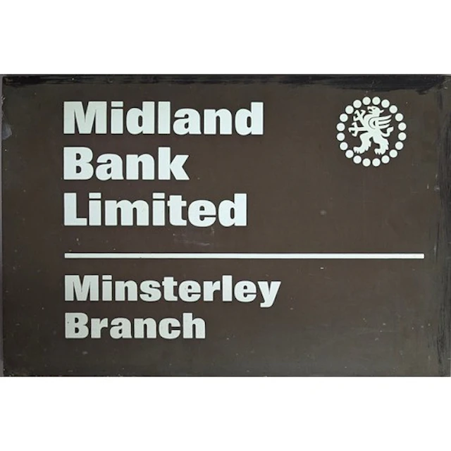 Advertising - Banking - a bronze rectangular plaque or sign,...